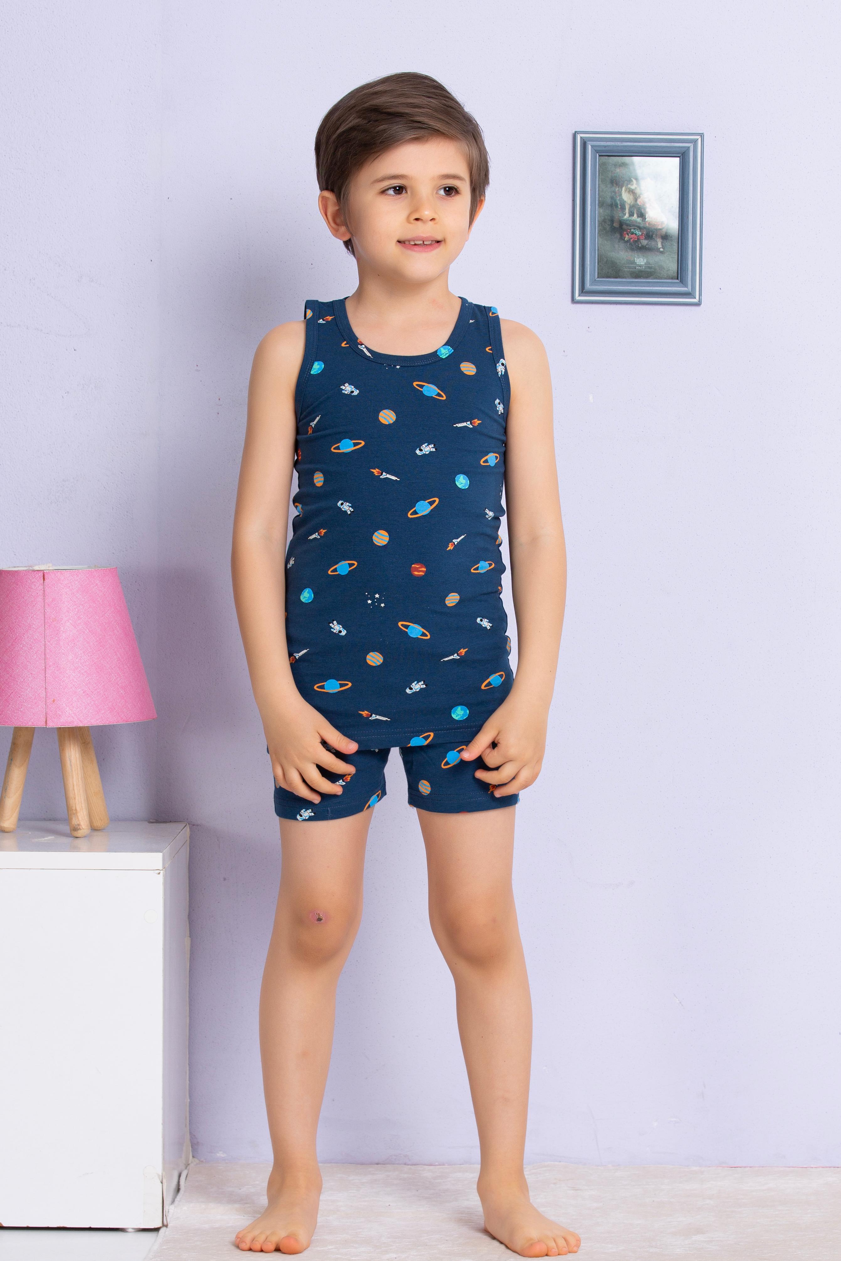 MinyKids Uzay Desenli Atlet Boxer Takım