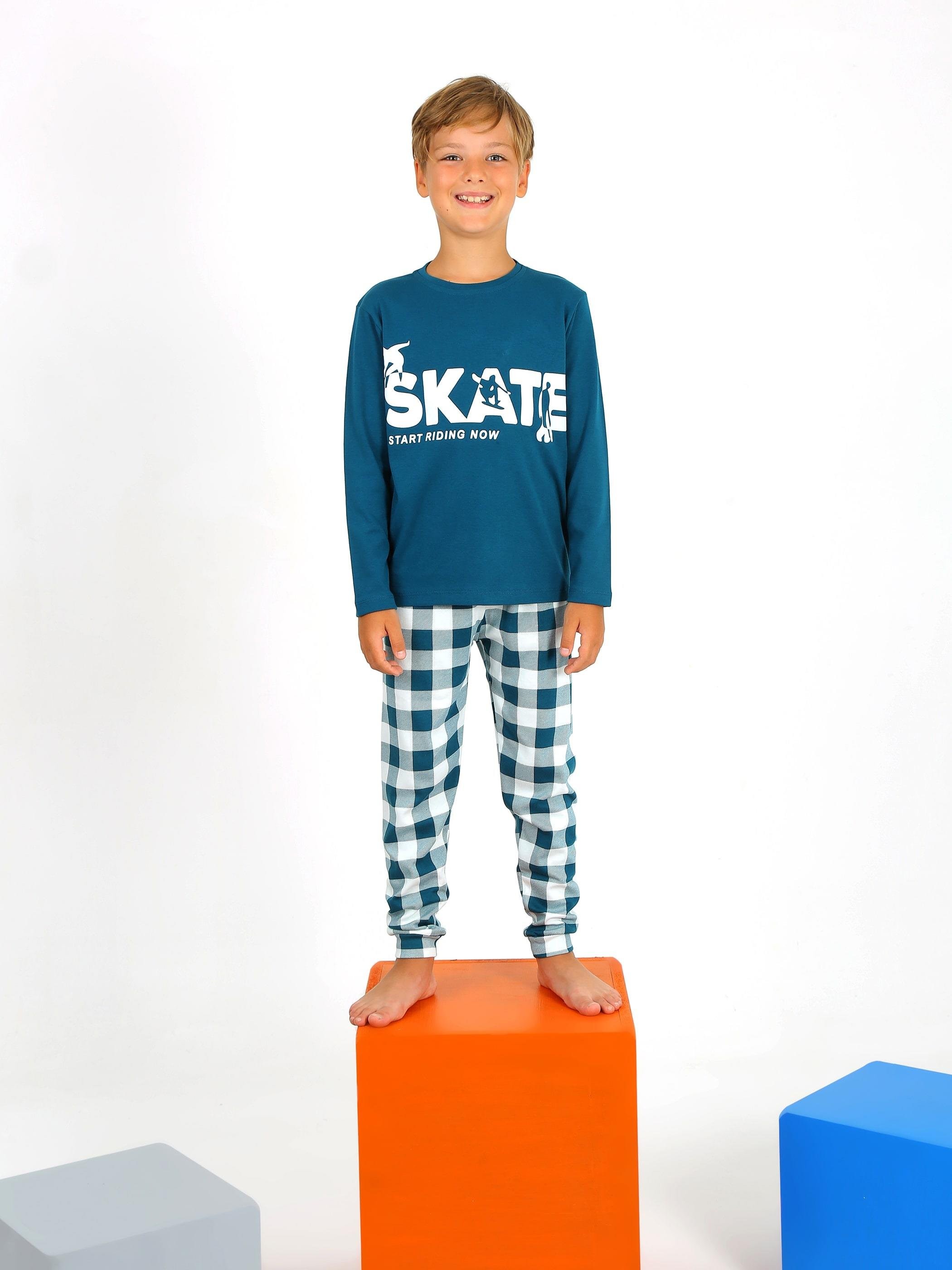 MinyKids Star Skate Yeşil %100 Pamuklu Erkek Çocuk Pijama Takım