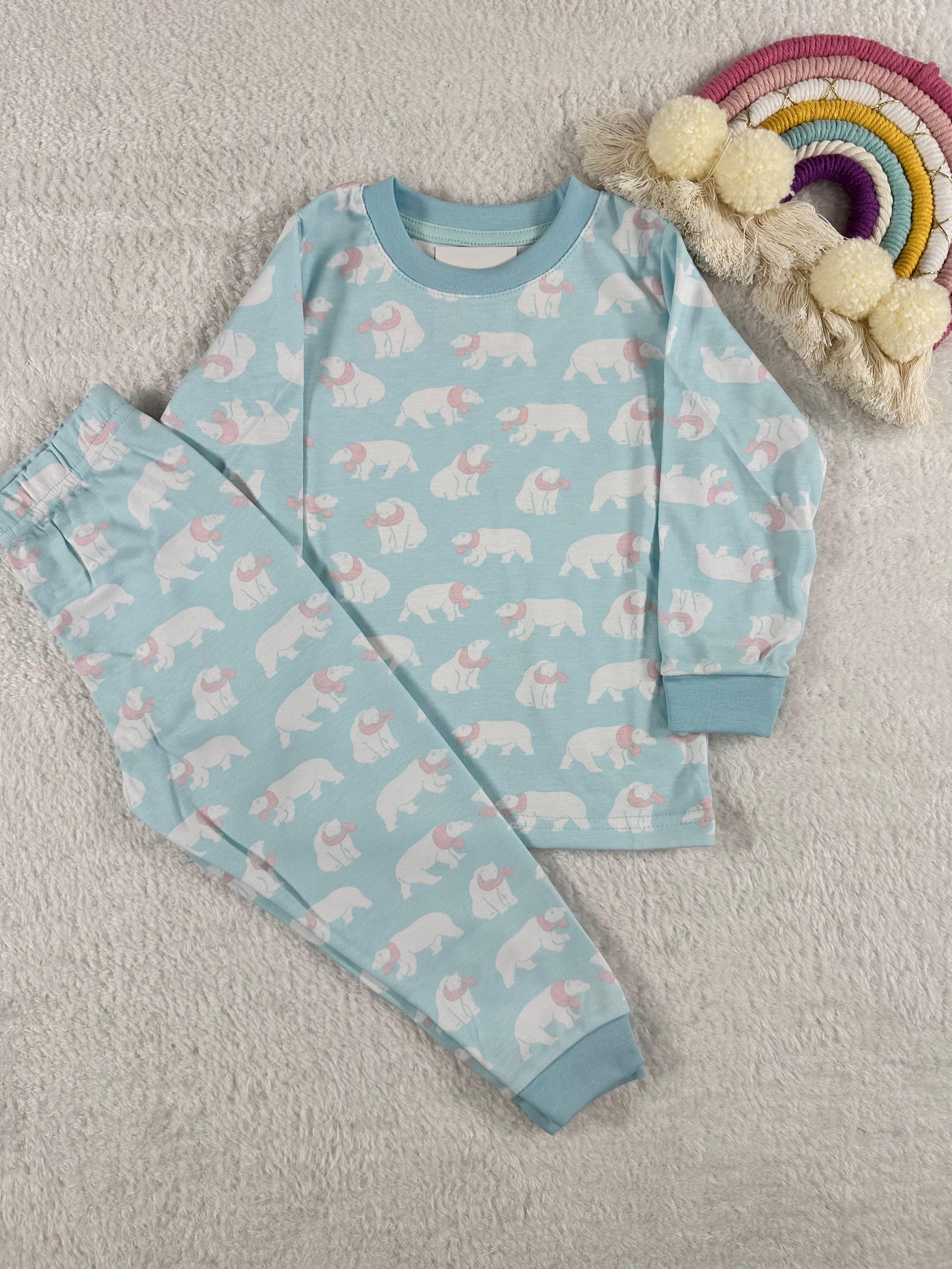 MinyKids Kutup Ayısı Desen Mavi Kız Çocuk Pijama Takım