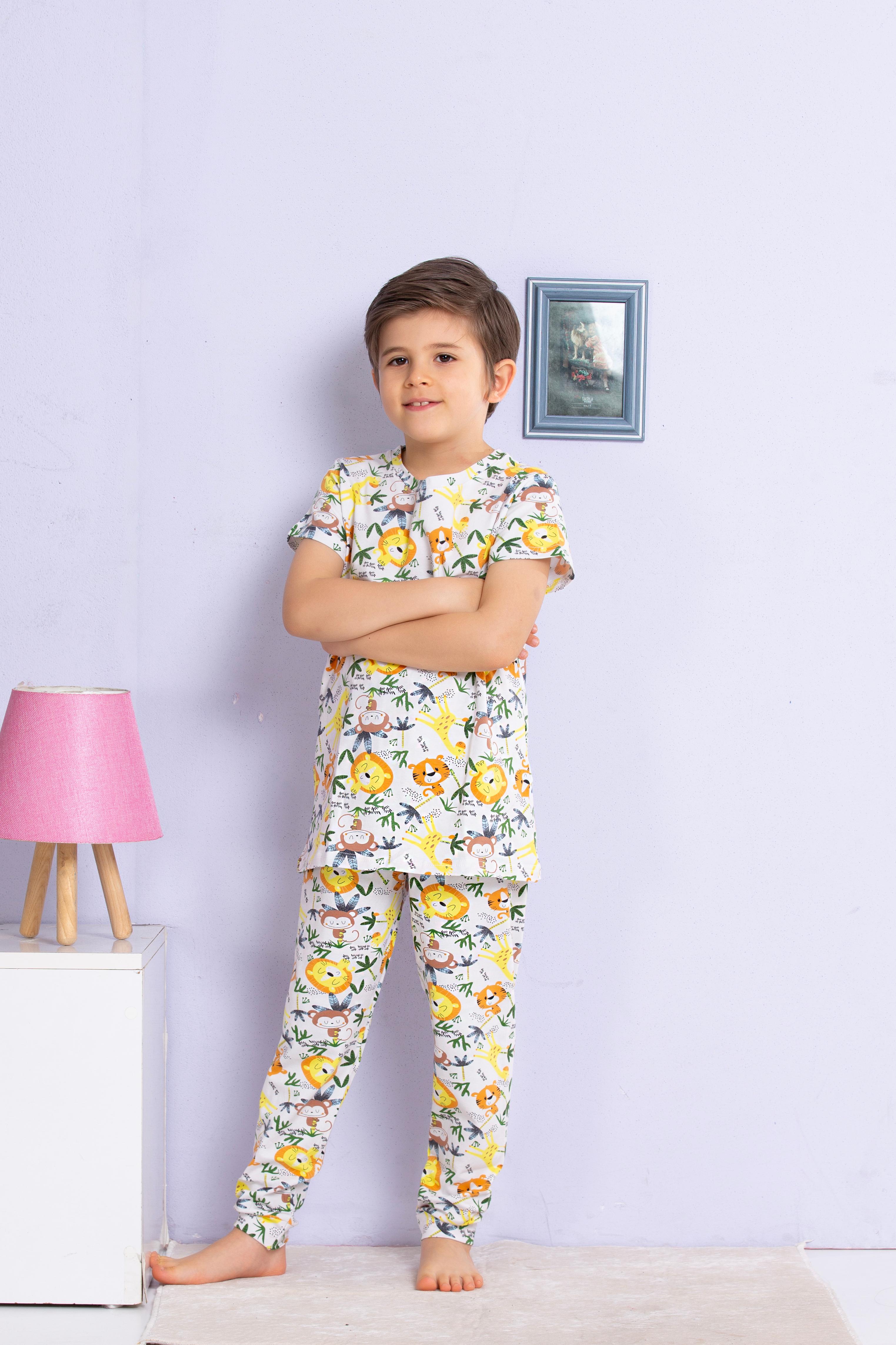 MinyKids Hayvan Desenli Renkli Pijama Takımı