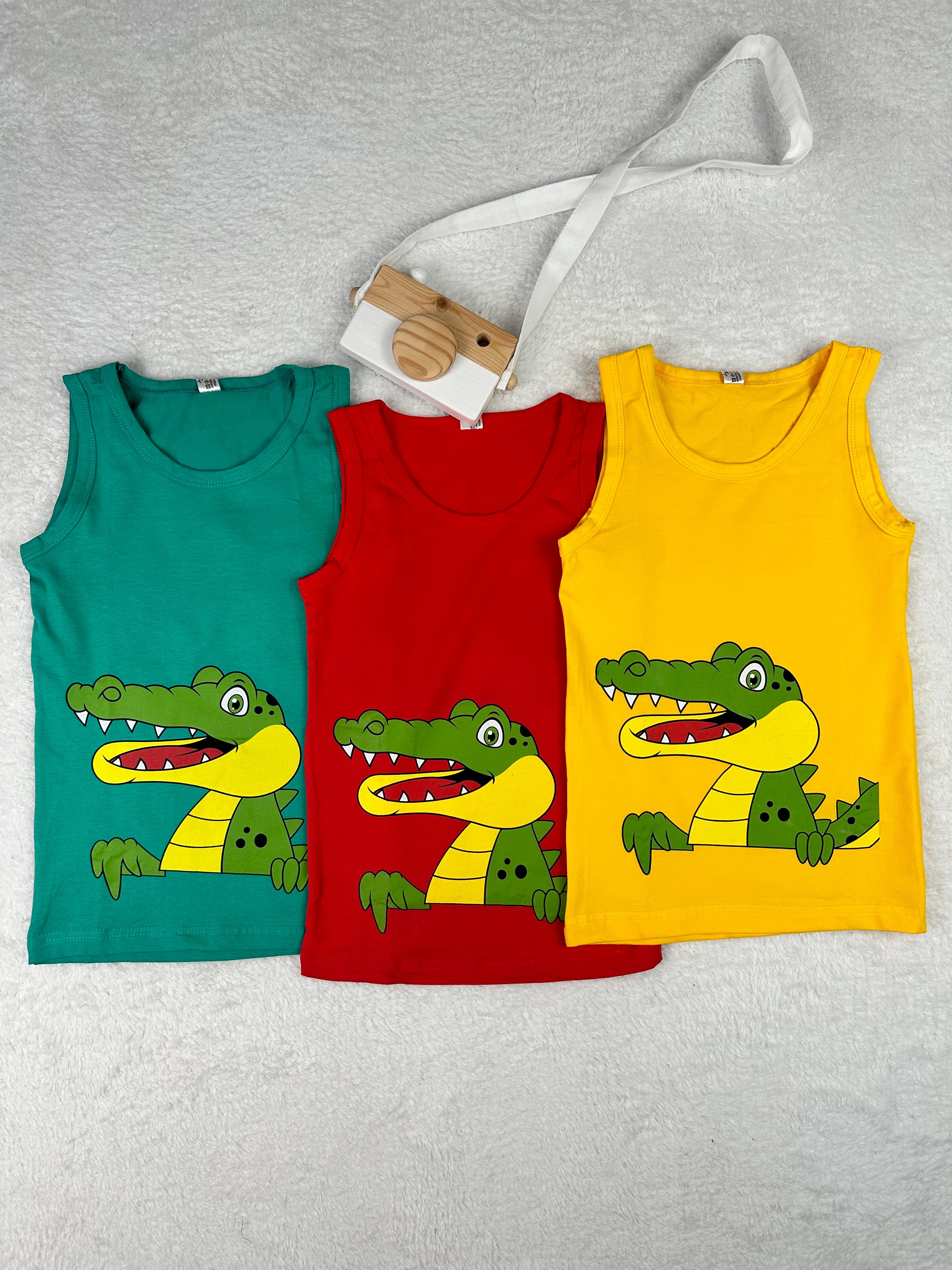 MinyKids Dinozor Desen Erkek Çocuk 3'lü Atlet Set