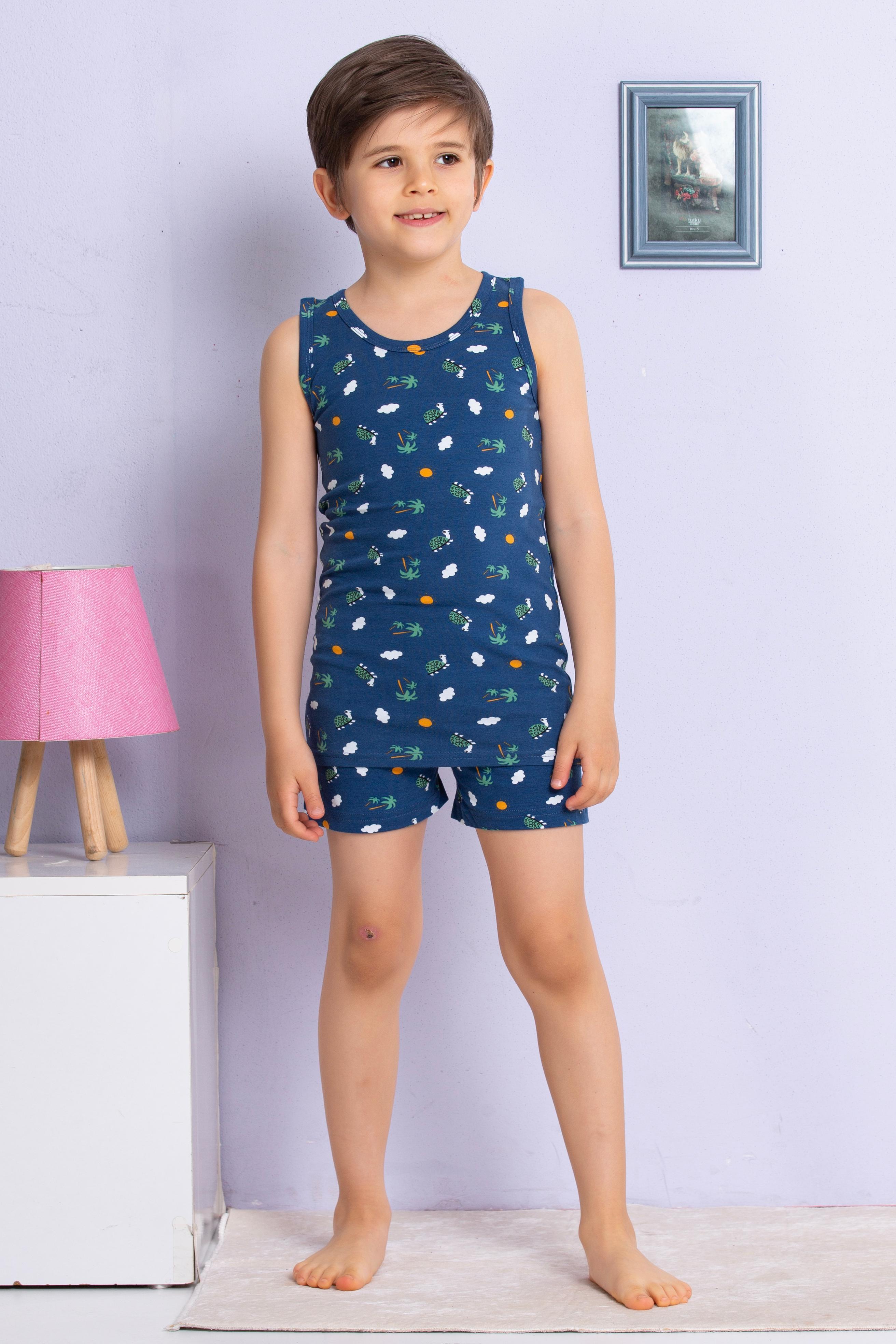 MinyKids Kaplumbağa Desenli Atlet Boxer Takım