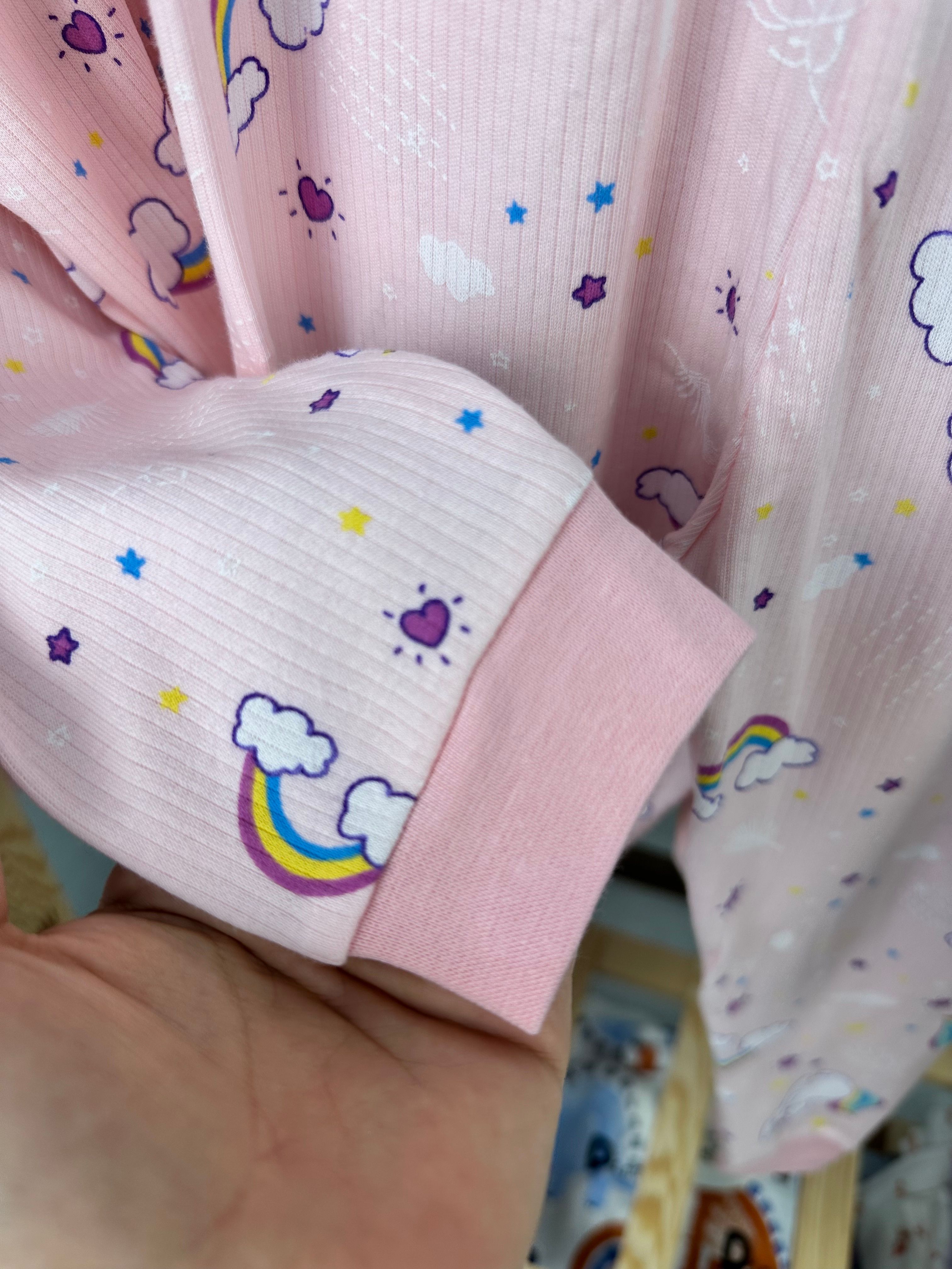 MinyKids Unicorn Kedicik Fitilli Açık Pembe Kız Çocuk Pijama Takım