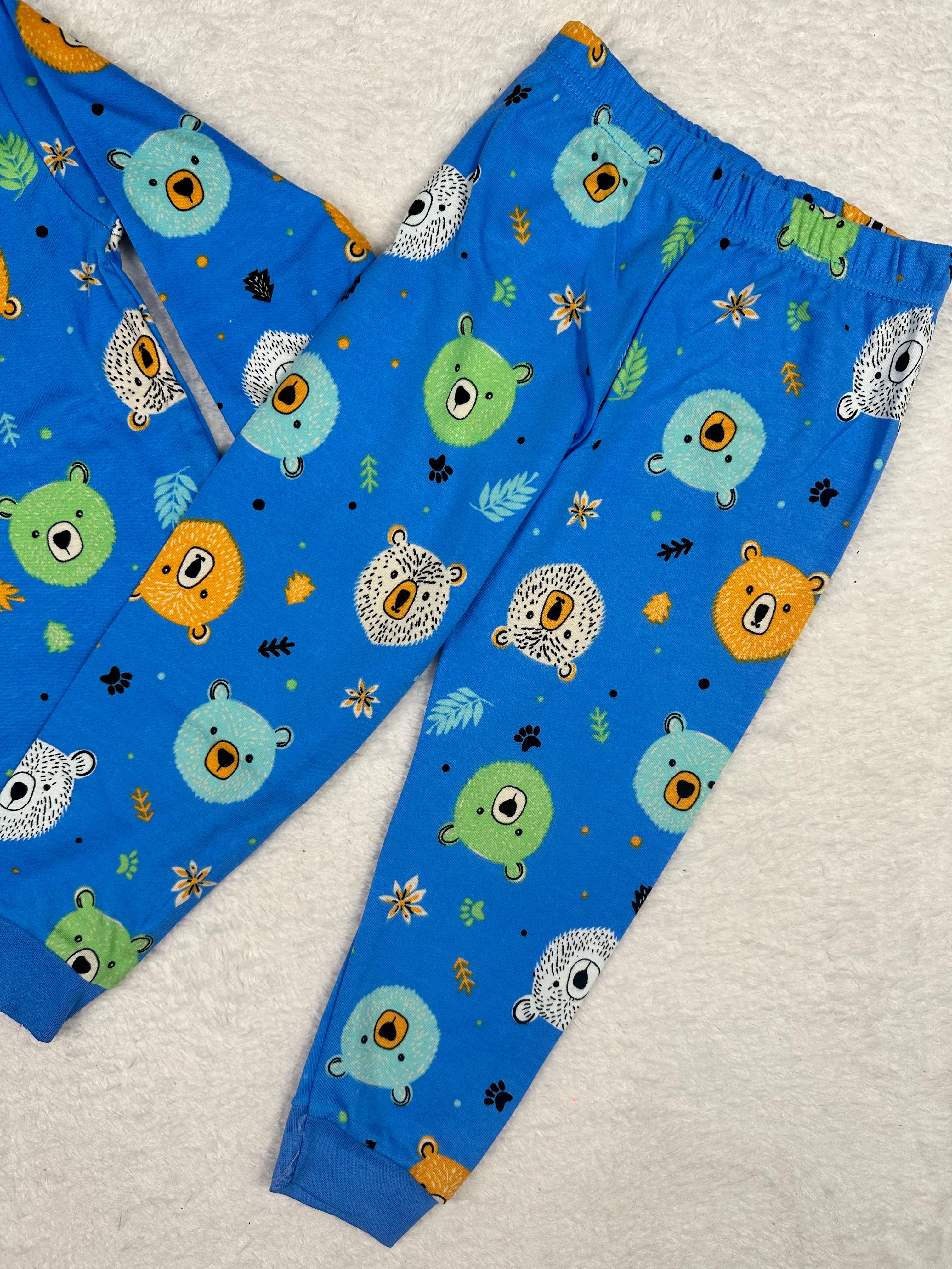 MinyKids Ayıcık Desen Mavi Erkek Çocuk Pijama Takım