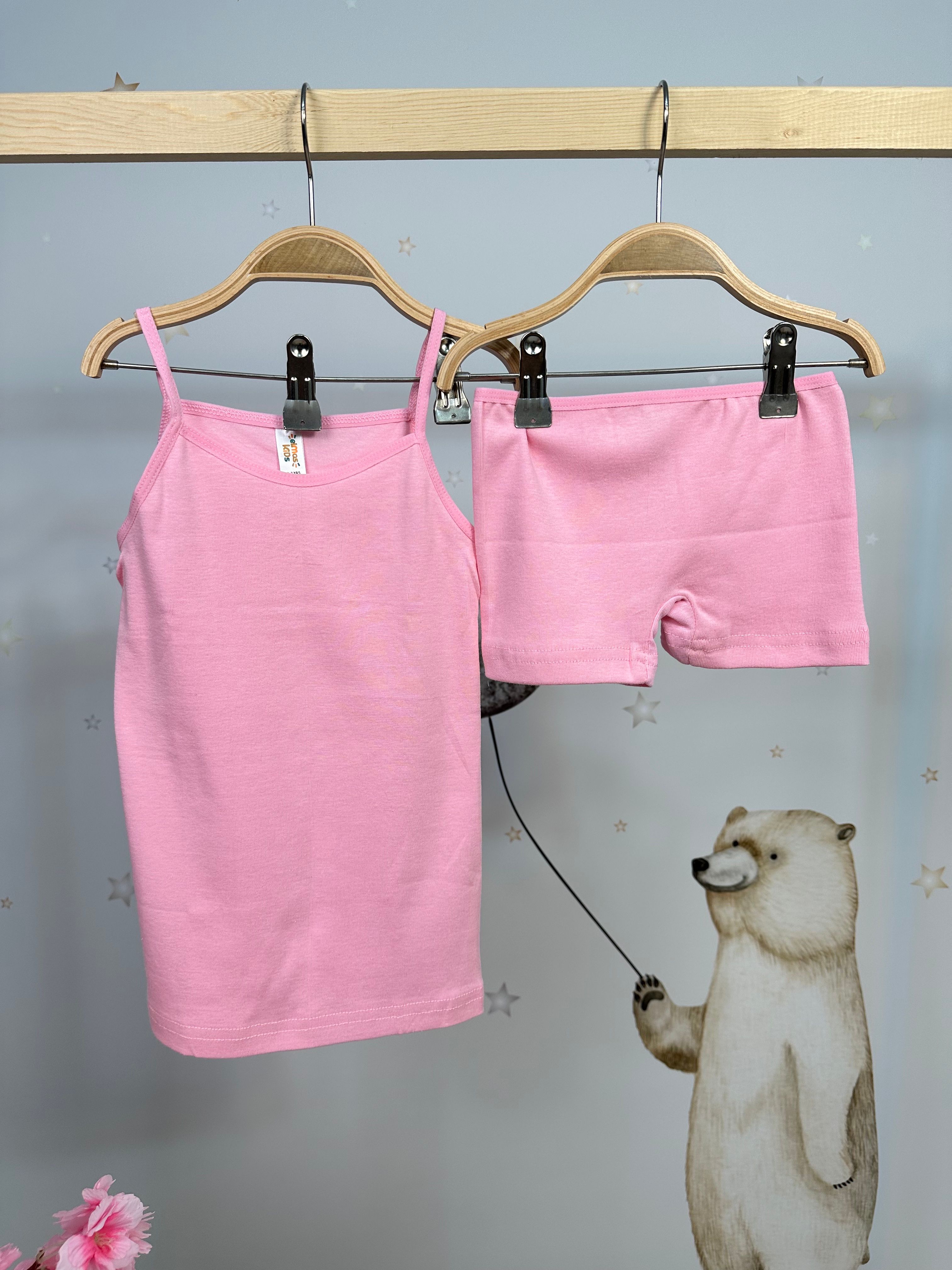 MinyKids Pembe Kız Çocuk Atlet Boxer Takım