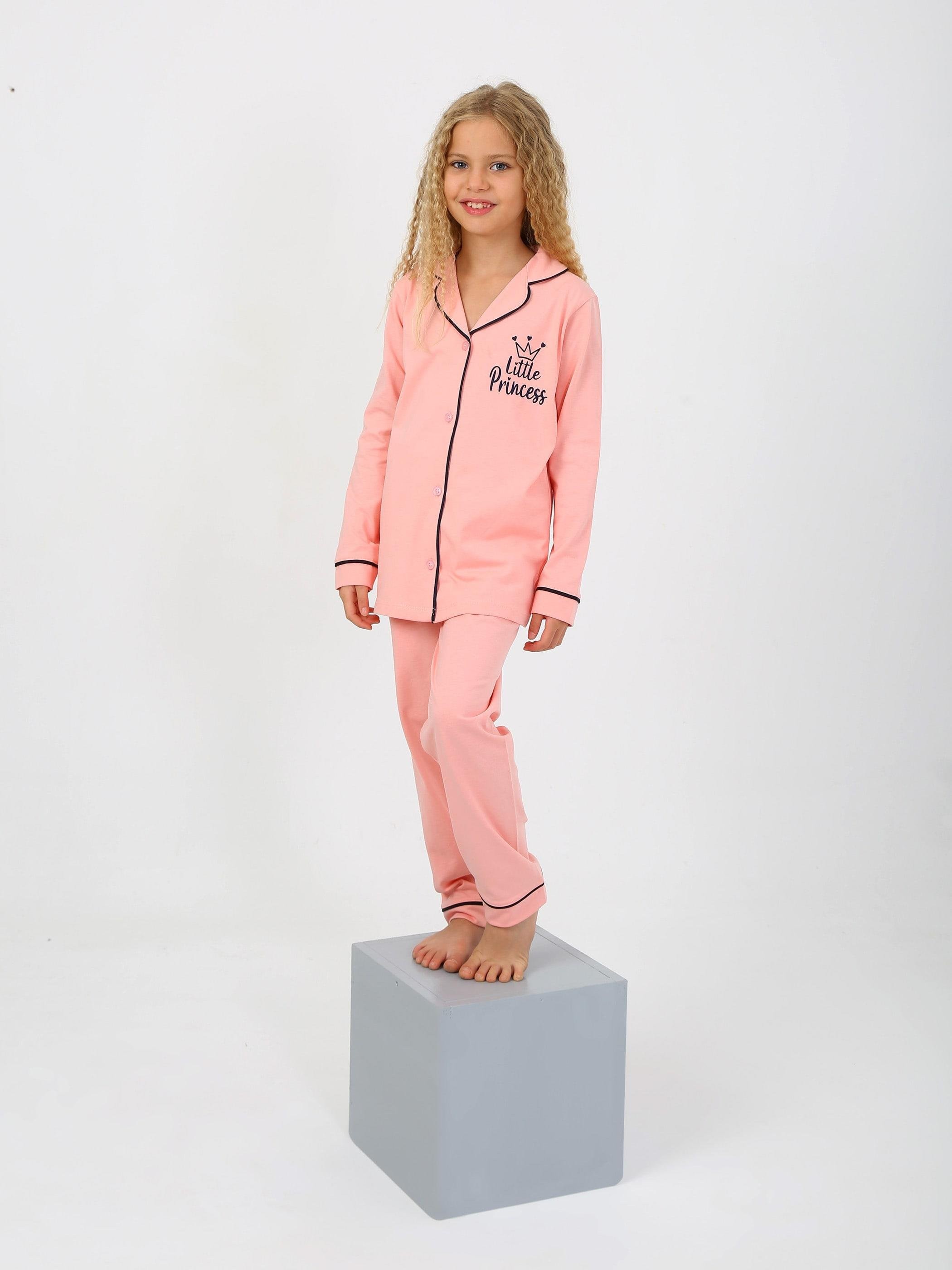 MinyKids Little Princess Pembe Düğmeli Kız Çocuk Pijama Takım