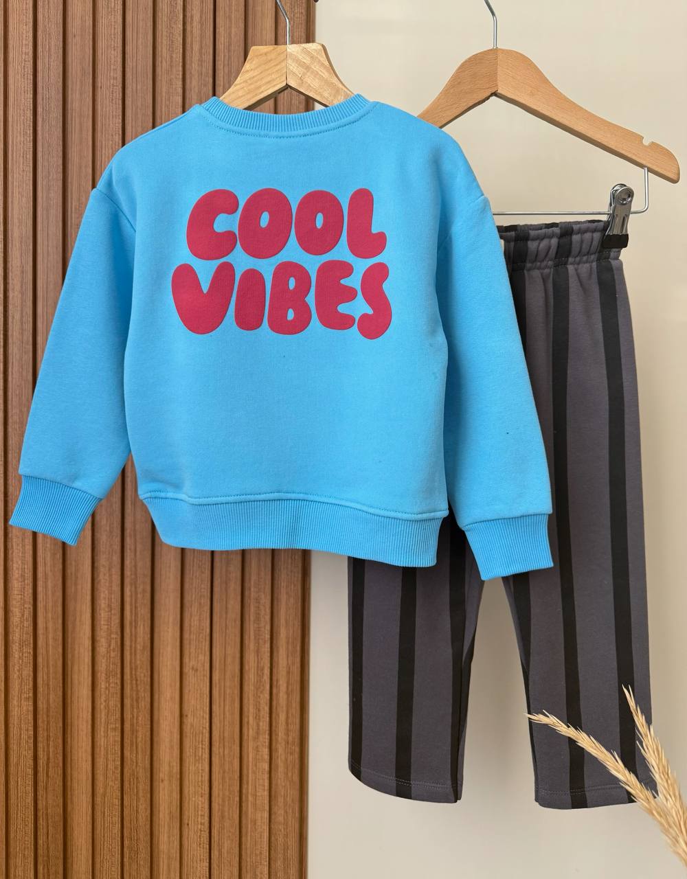 Cool Vibes Desen Mavi %100 Pamuk Çizgili Erkek Çocuk Alt Üst Takım