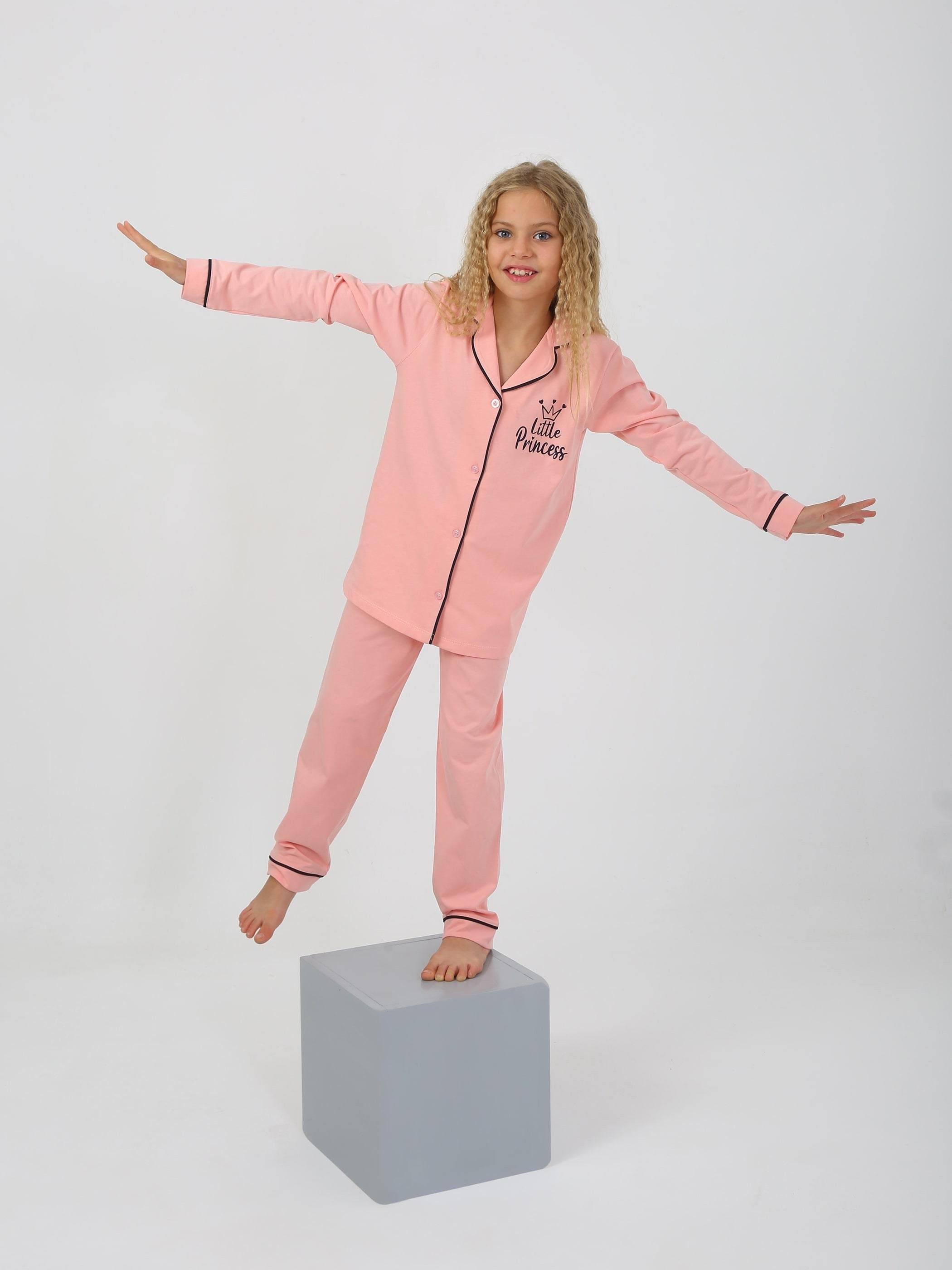 MinyKids Little Princess Pembe Düğmeli Kız Çocuk Pijama Takım