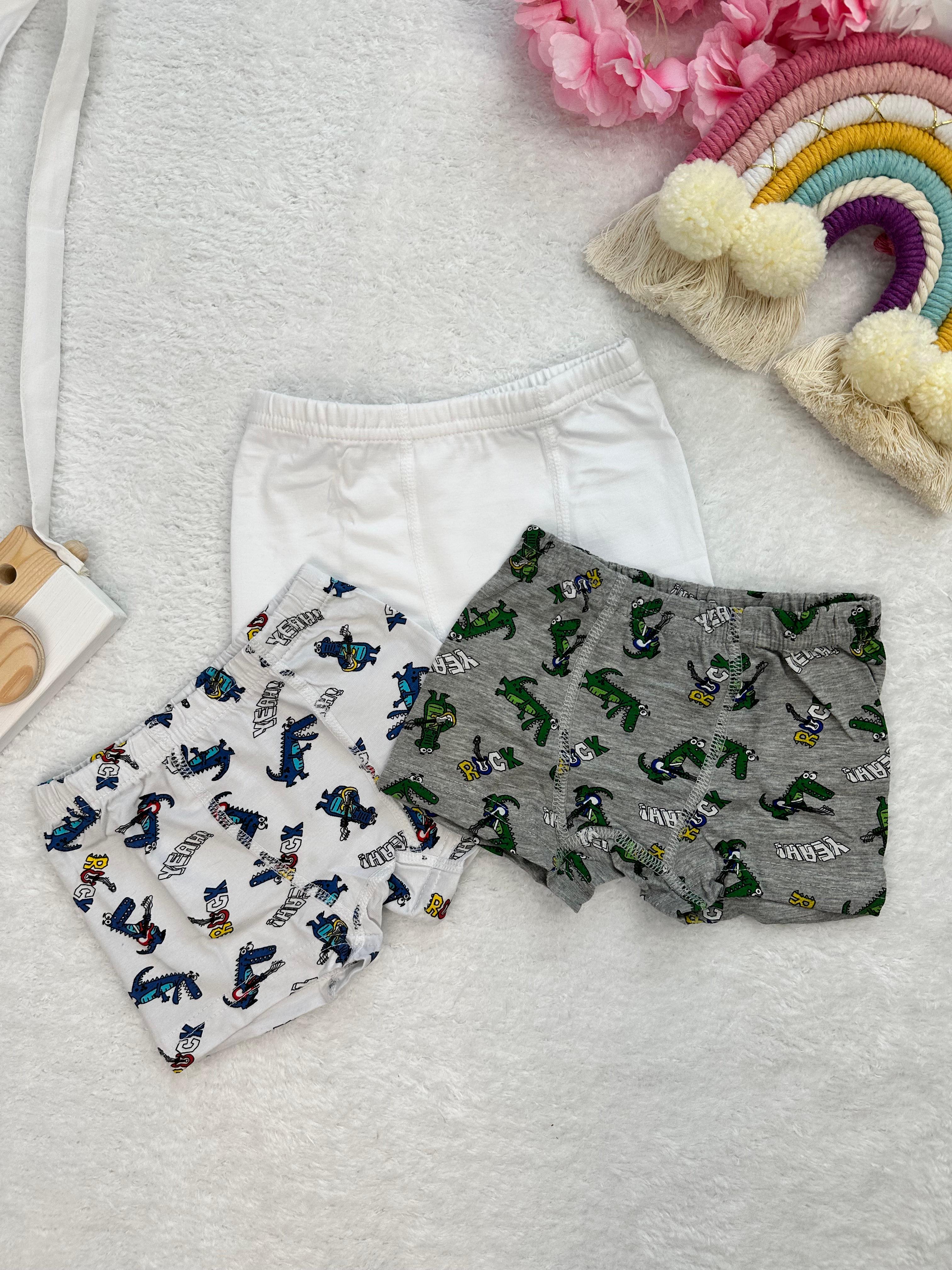 MinyKids Dinozor Desenli 3'lü Boxer Set