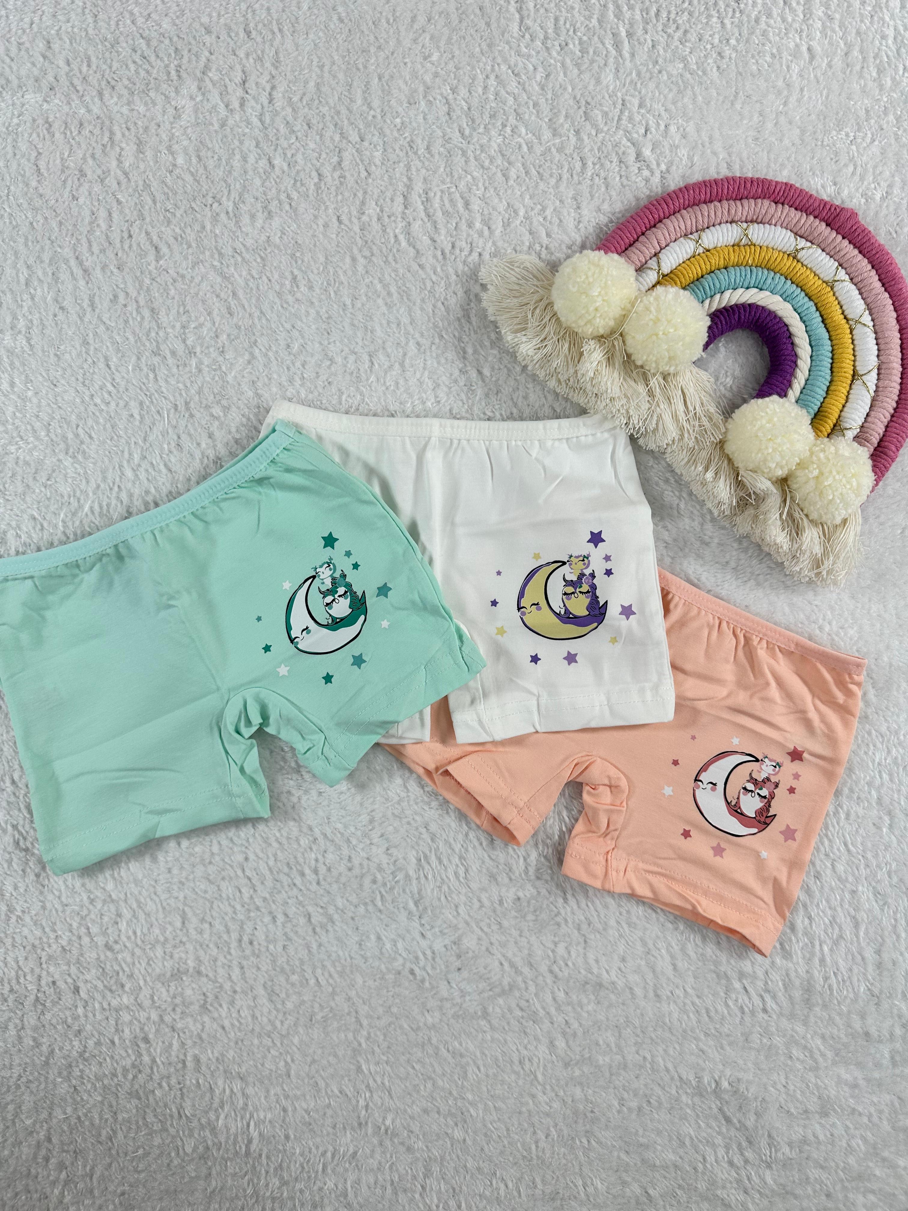 MinyKids Baykuş Desen 3'lü Kız Çocuk Boxer Set