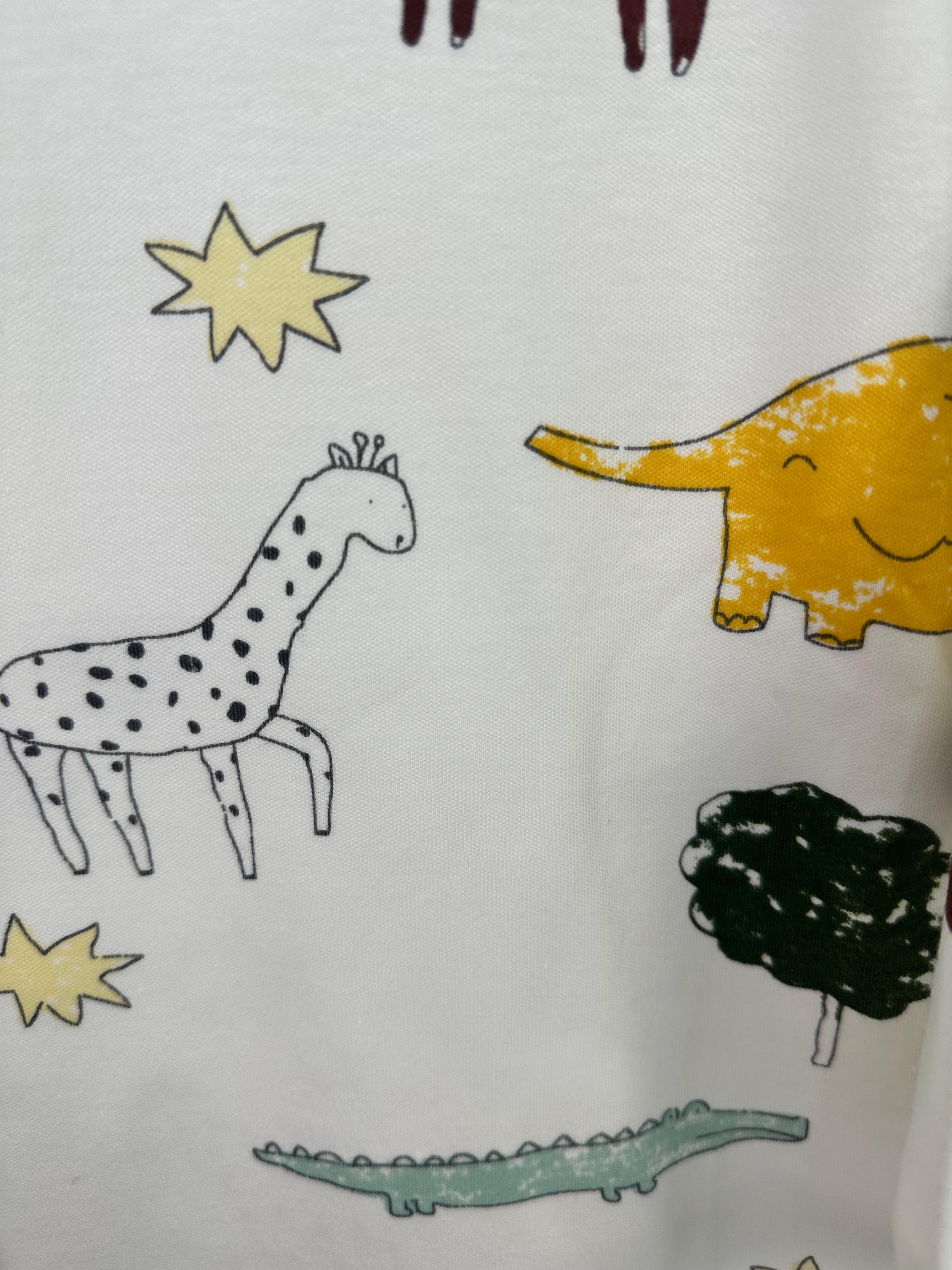 MinyKids Hayvan Desen Beyaz Erkek Çocuk Pijama Takım