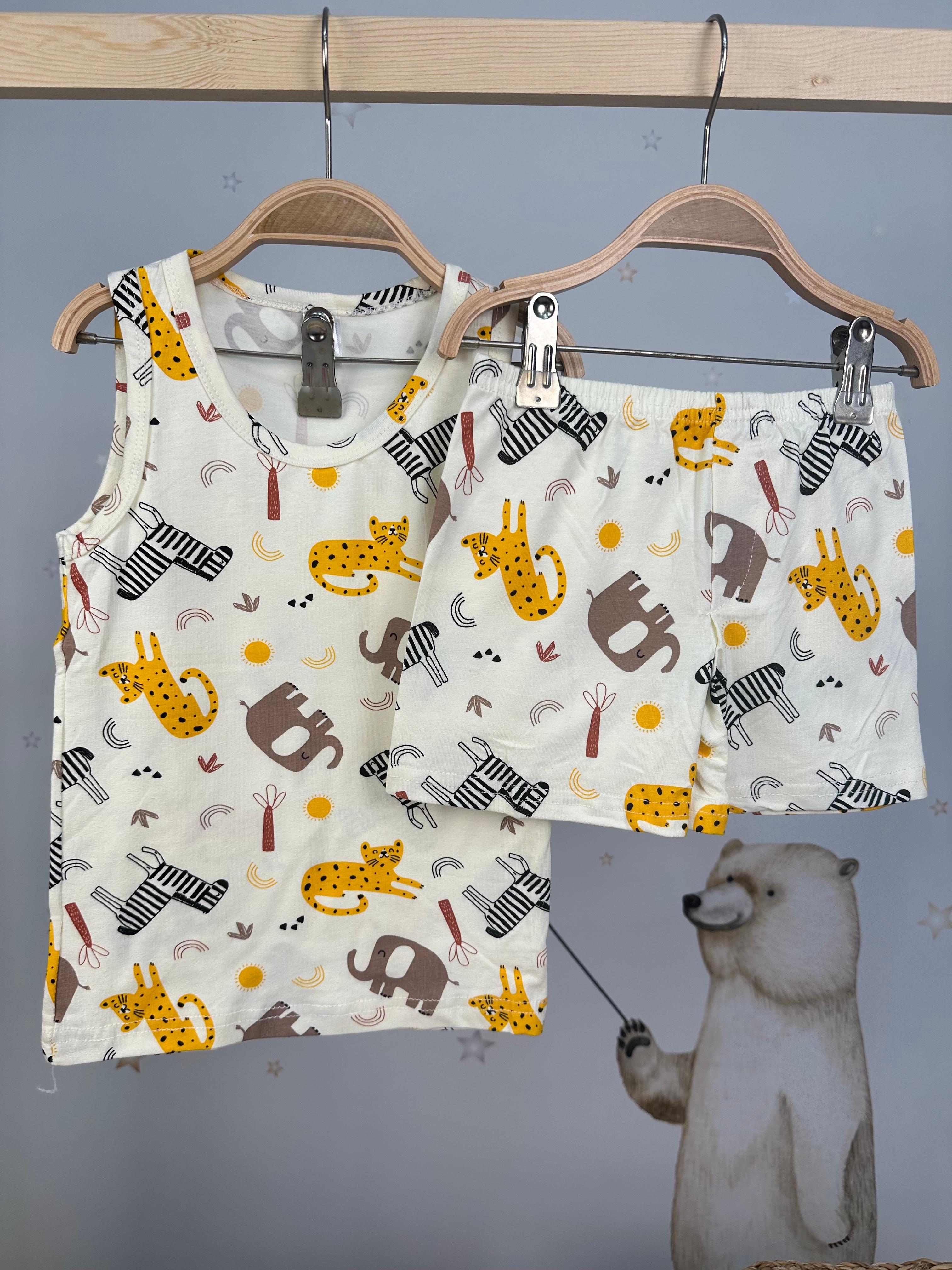 MinyKids Hayvan Desenli Atlet Boxer Takım