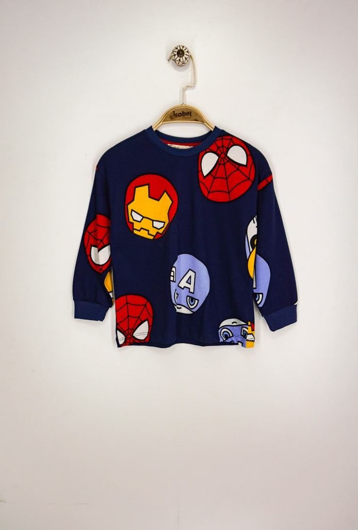 MinyKids Marvel Desen Lacivert Erkek Çocuk Pijama Takım