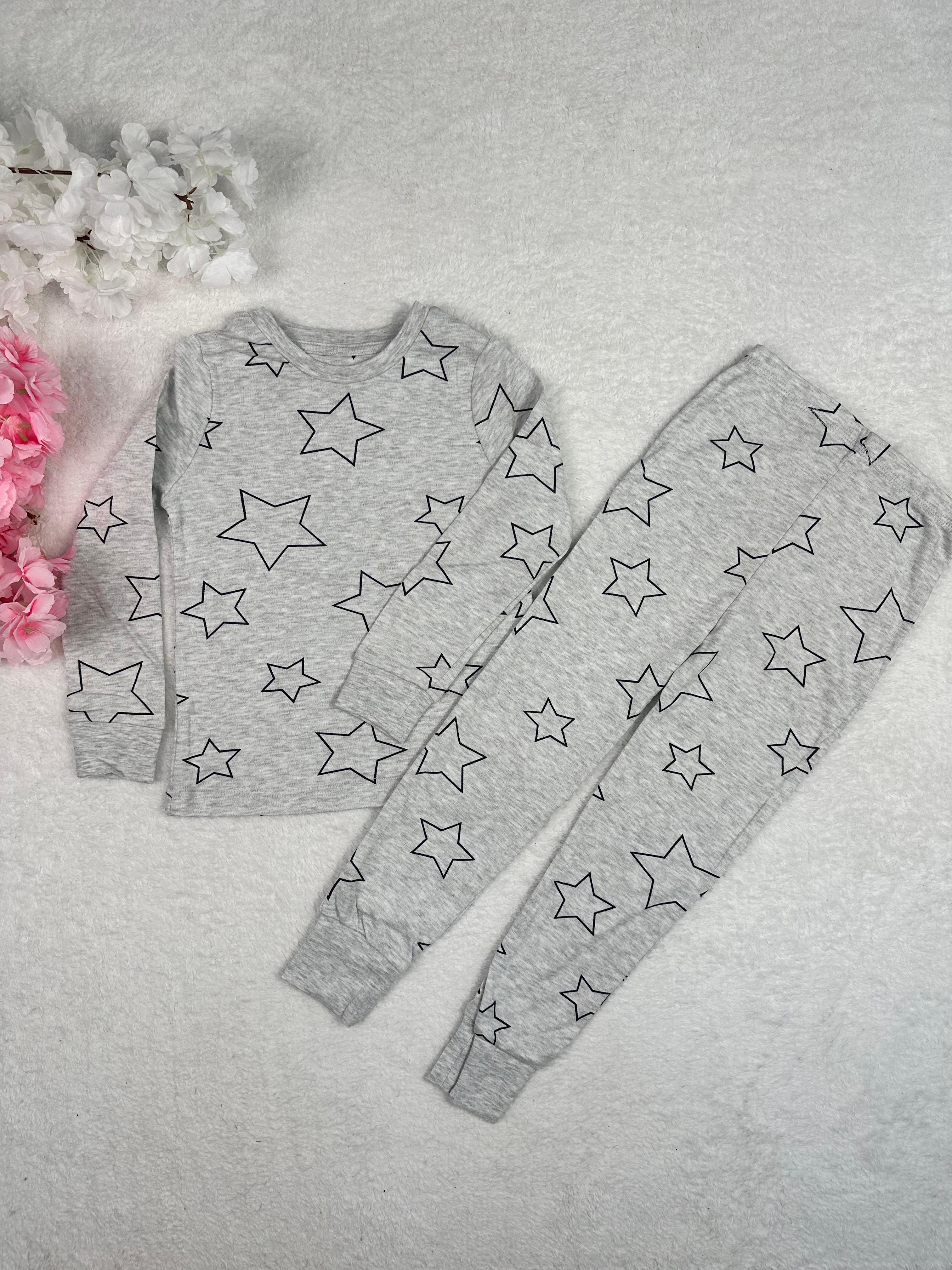 MinyKids Orj. PBK Yıldız Desen Gri Unisex Pijama Takım