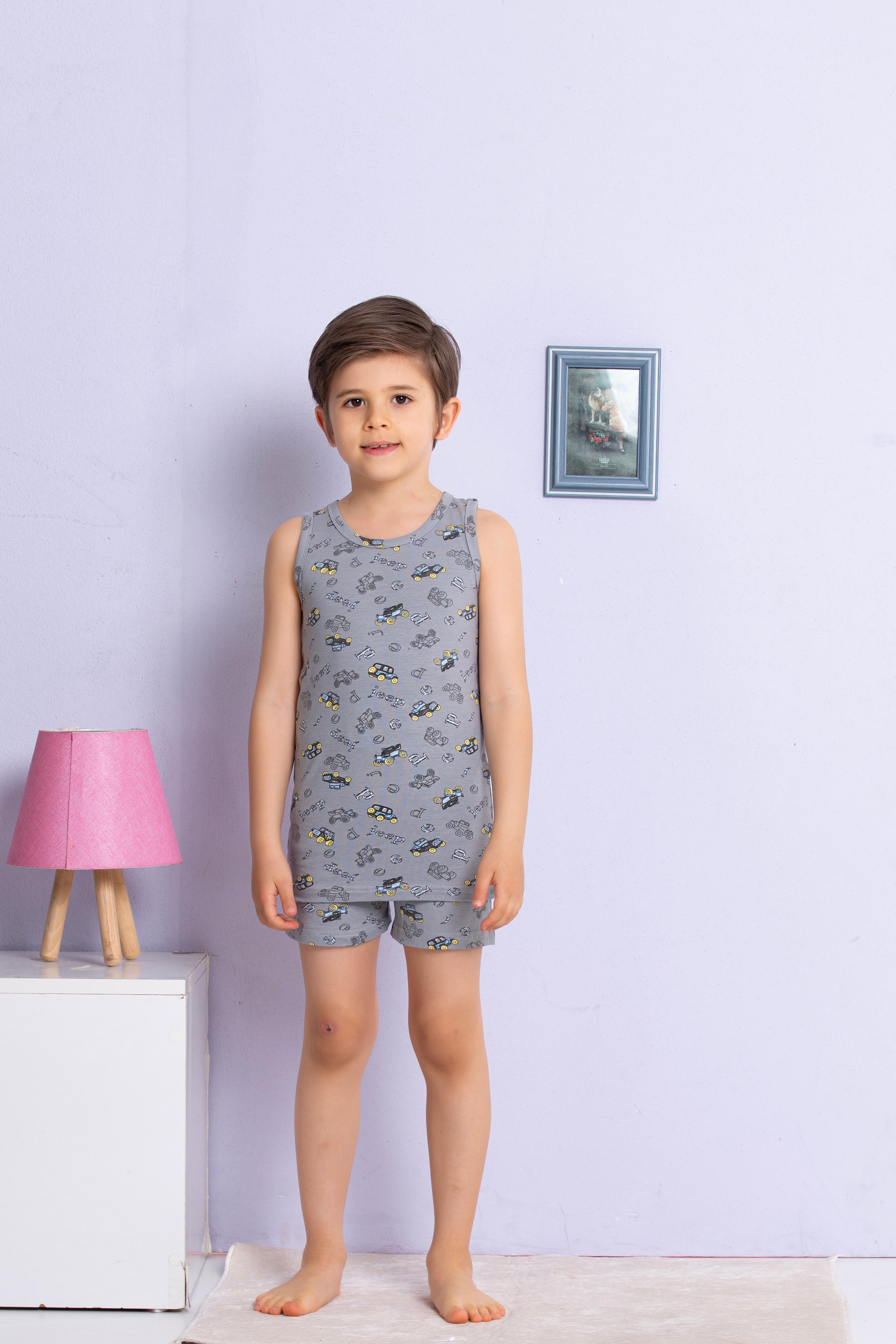 MinyKids Araba Desenli Atlet Boxer Takım