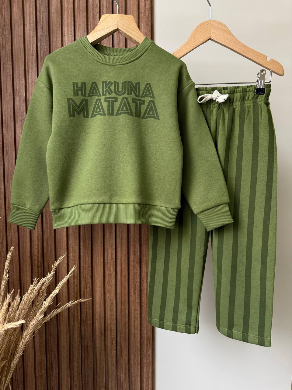 Lion King Desen Yeşil 3 İplik %100 Pamuk Erkek Çocuk Alt Üst Takım