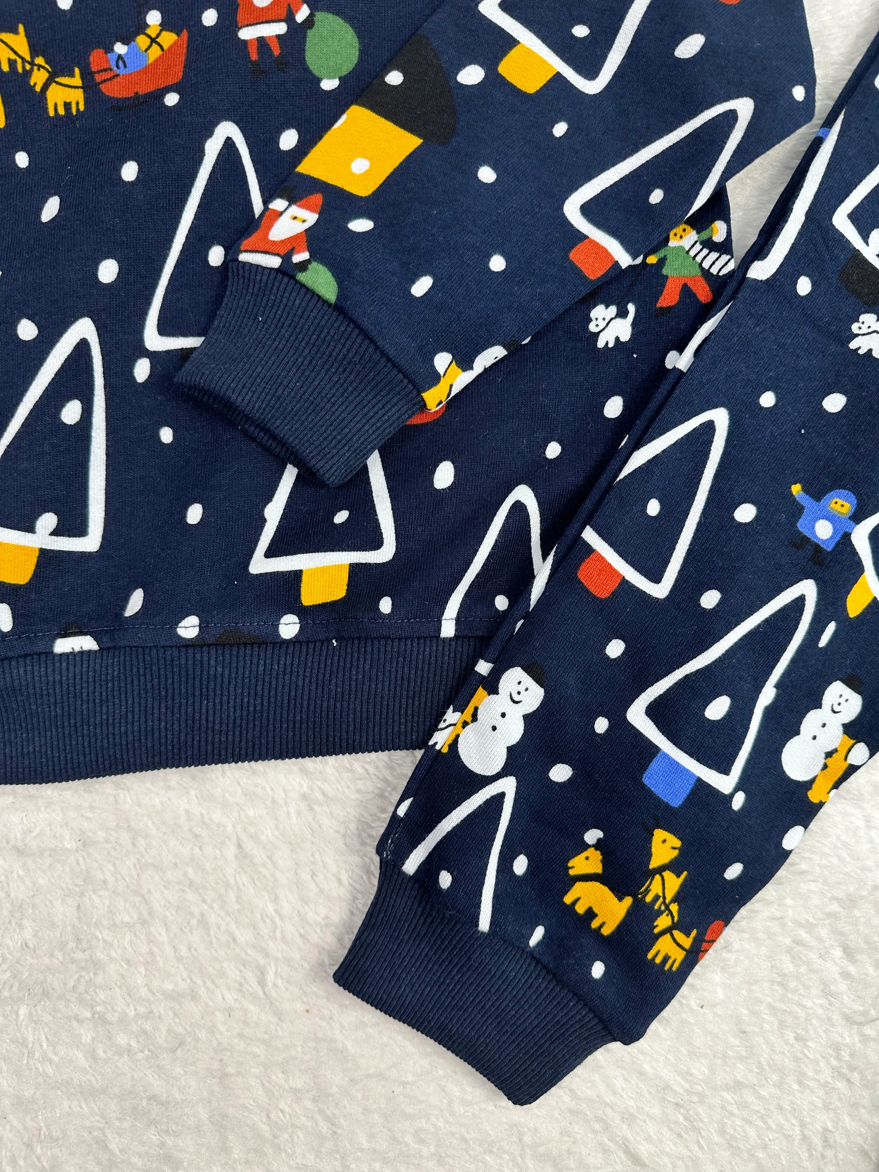 Yılbaşı Desen Cepli 3İplik Erkek Çocuk Pijama Takım