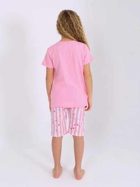 MinyKids Unicorn Desen Pembe Kapri %100 Pamuklu Kız Çocuk Pijama Takım