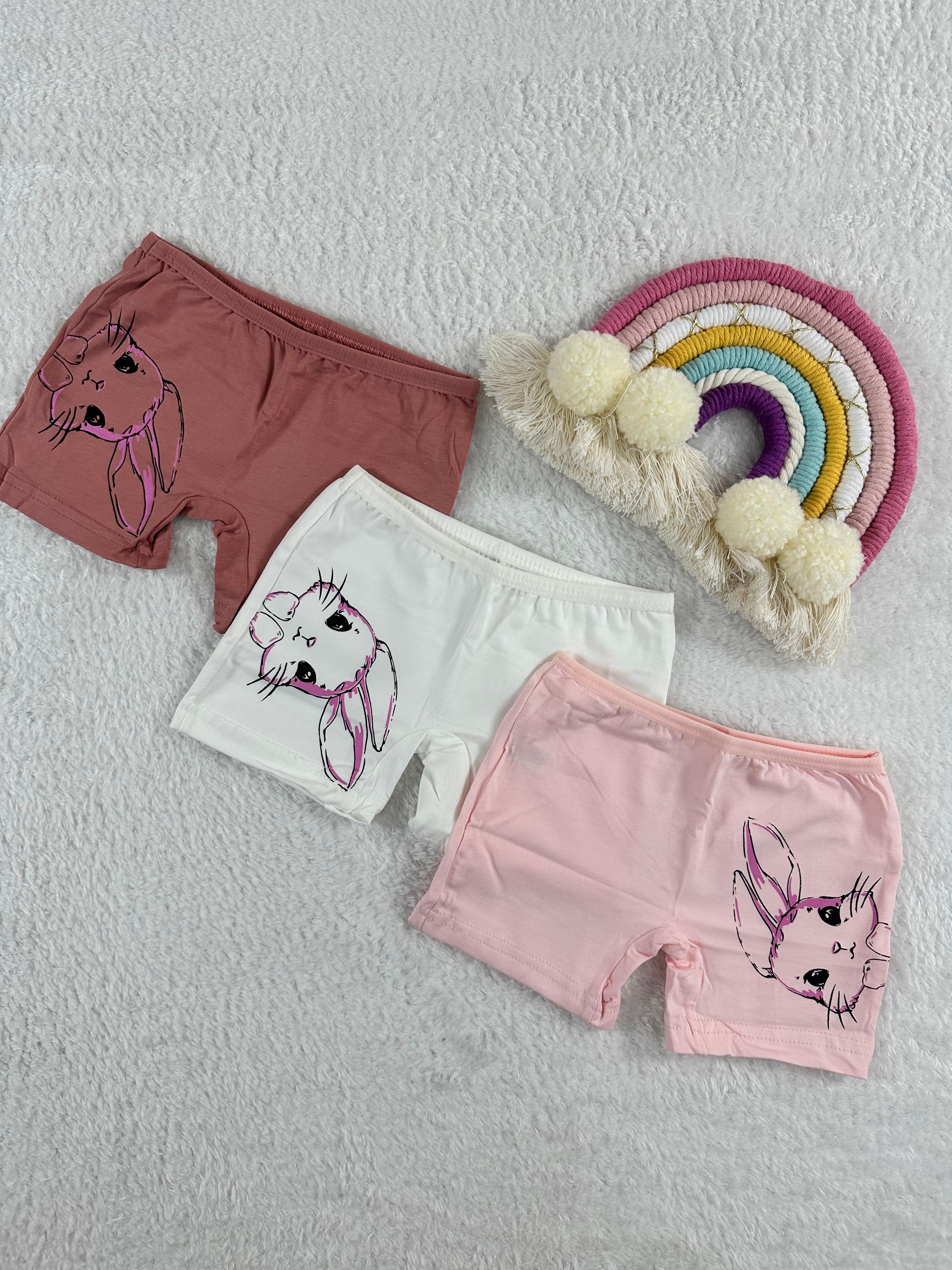 MinyKids Tavşan Desen 3'lü Kız Çocuk Boxer Set