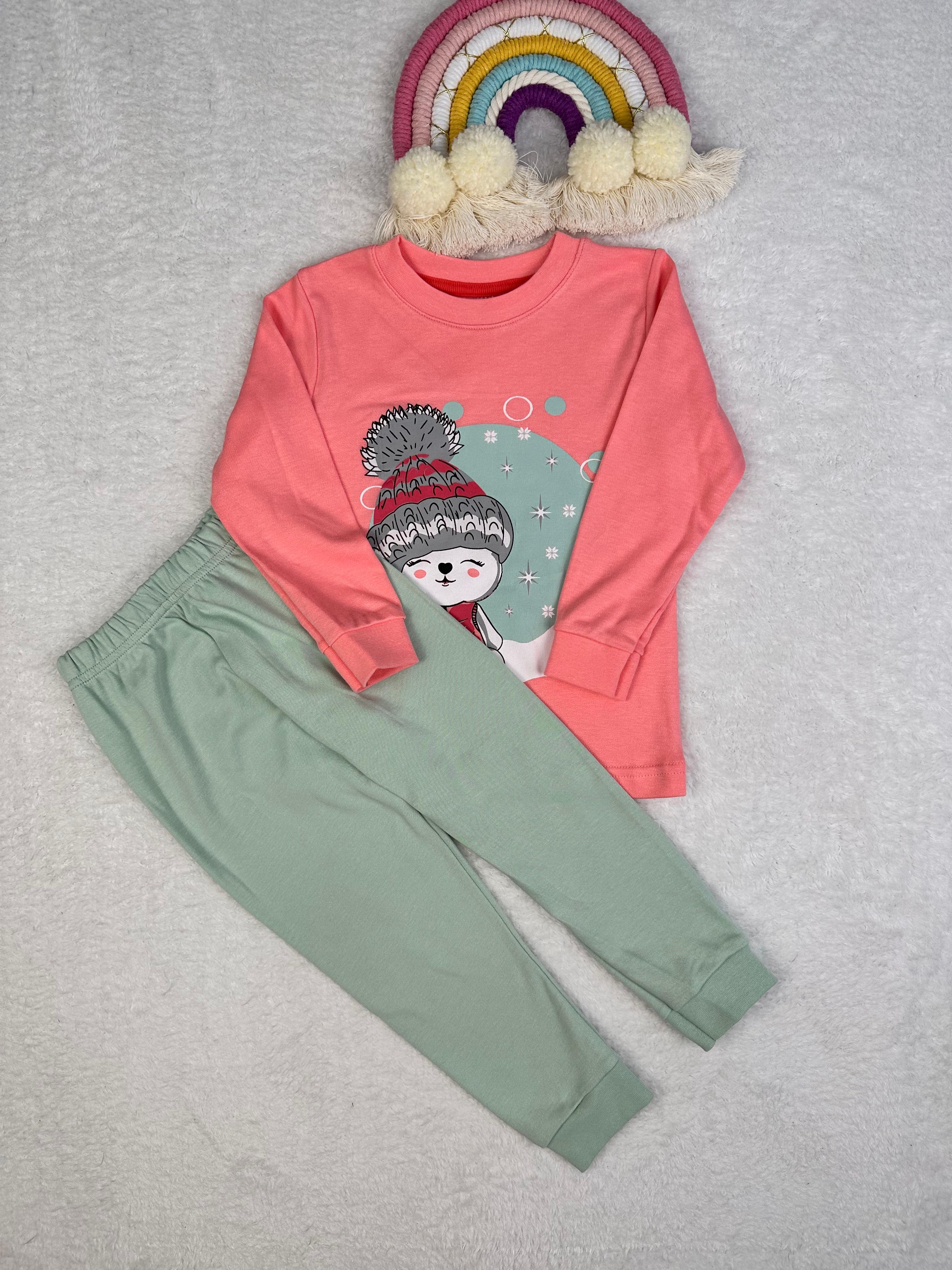 MinyKids Kış Temalı Pembe Kız Çocuk Pijama Takım