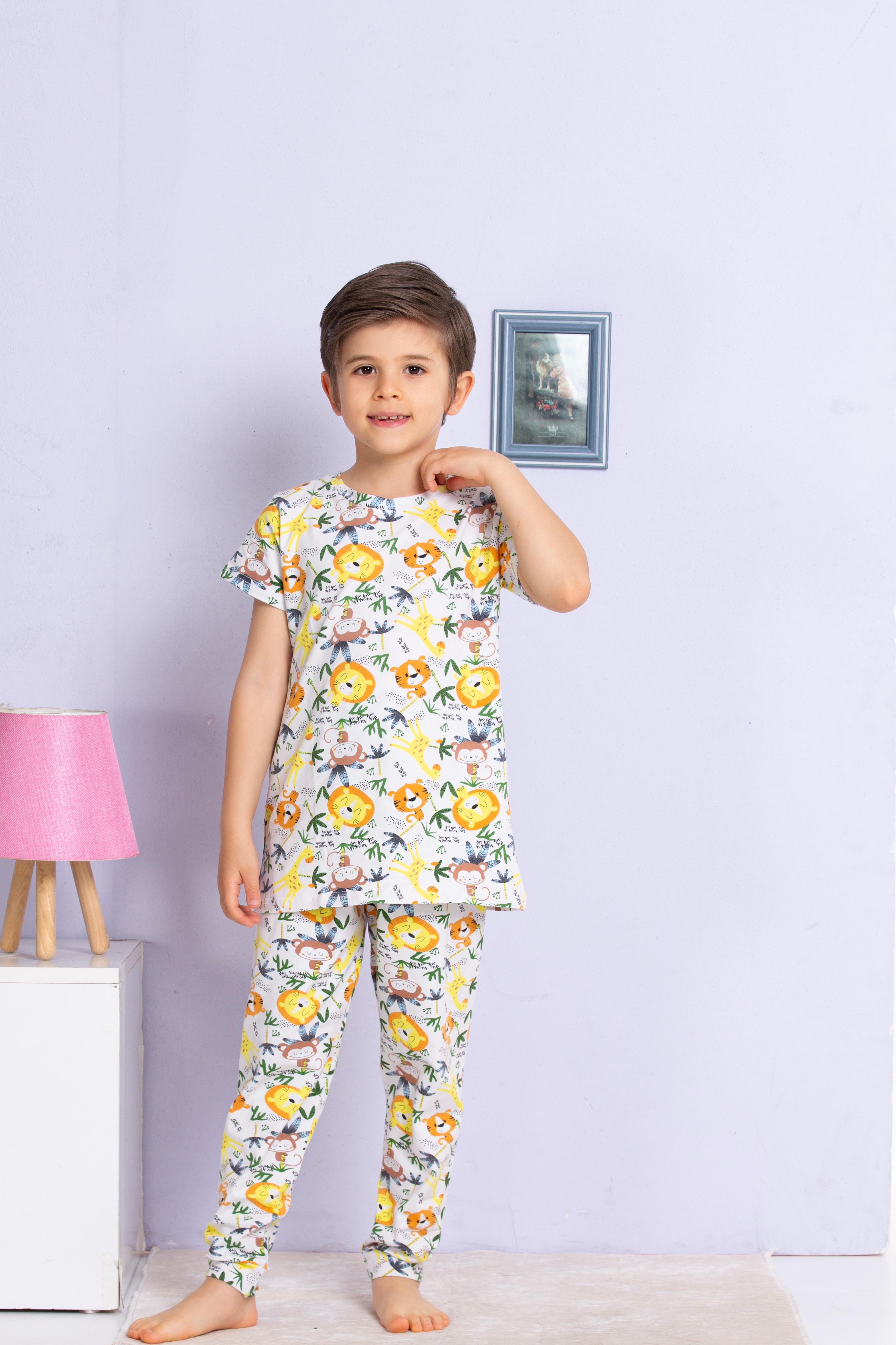 MinyKids Hayvan Desenli Renkli Pijama Takımı