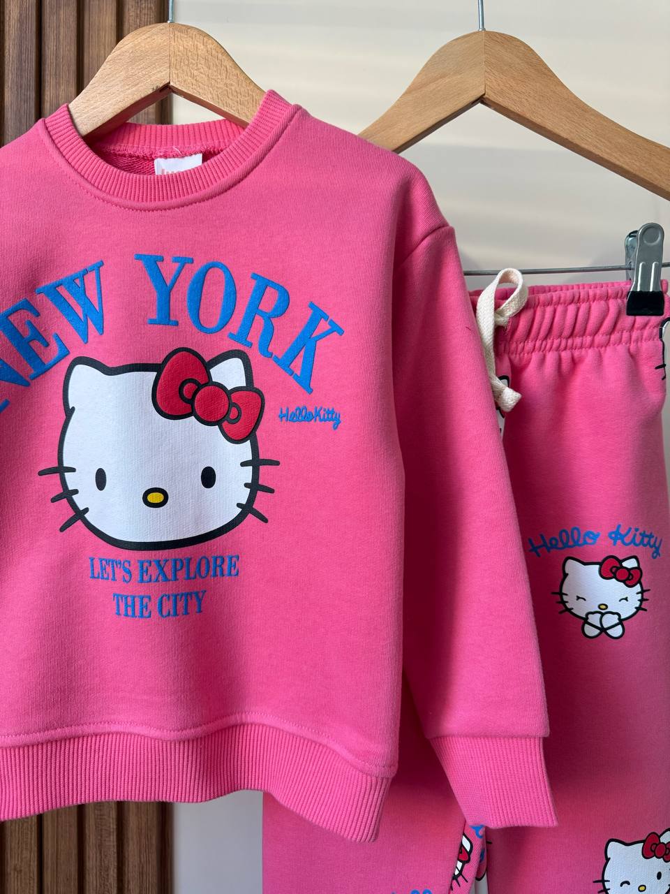 Hello Kitty Desen Pembe %100 Pamuk Kız Çocuk Alt Üst Takım