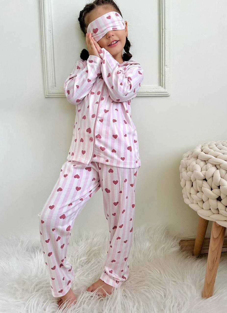 MinyKids Kalpli Pembe Kız Çocuk Pijama Takım