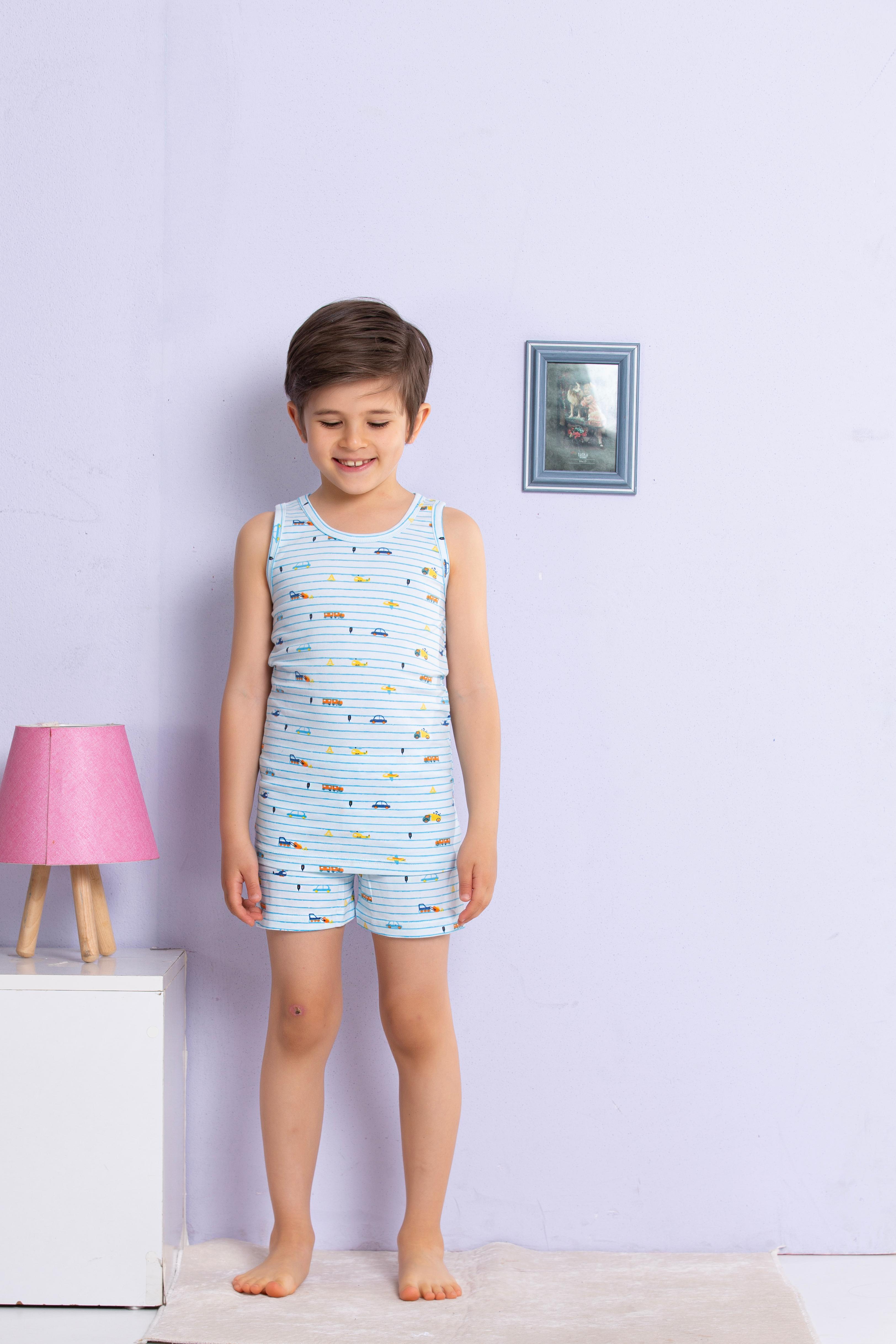 MinyKids Araba Desenli Atlet Boxer Takım