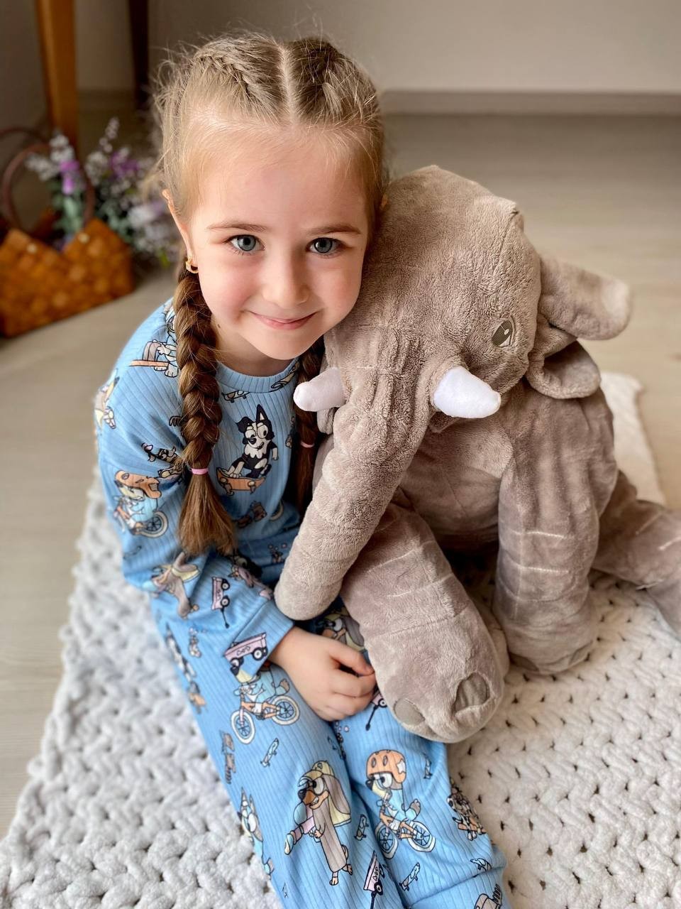 MinyKids Mavi Bluey Desen Fitilli Kız Çocuk Pijama Takım