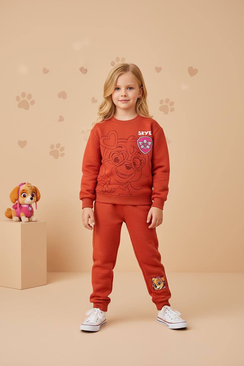 Paw Patrol Desen Turuncu %100 Pamuk Kız Çocuk Alt Üst Takım