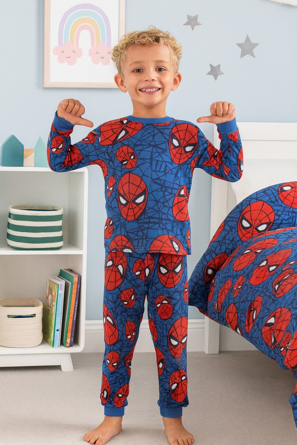 MinyKids Spiderman Desen %100 Pamuk Lacivert Erkek Çocuk Pijama Takım