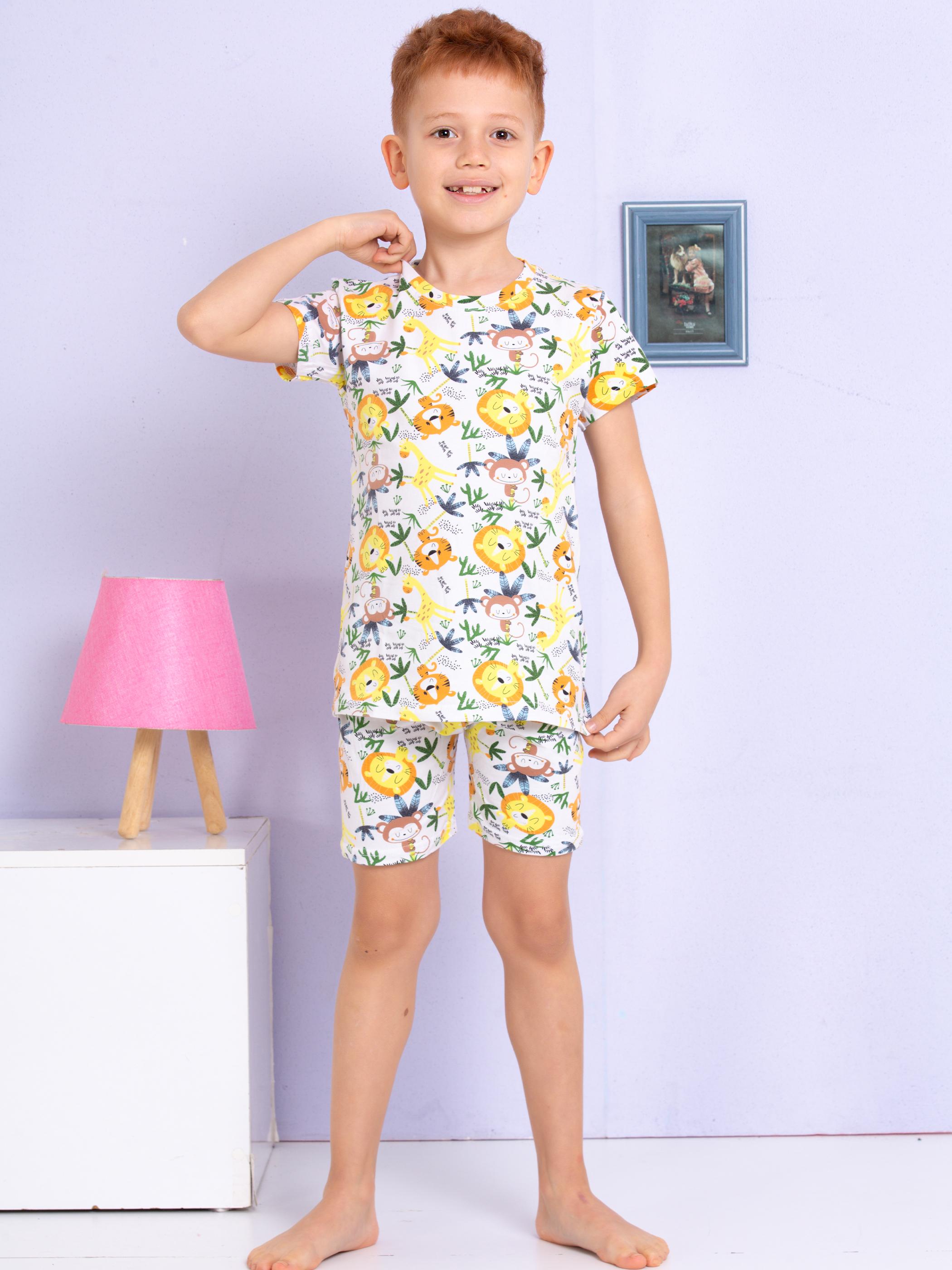 MinyKids Hayvan Desenli Renkli Şort Pijama Takımı