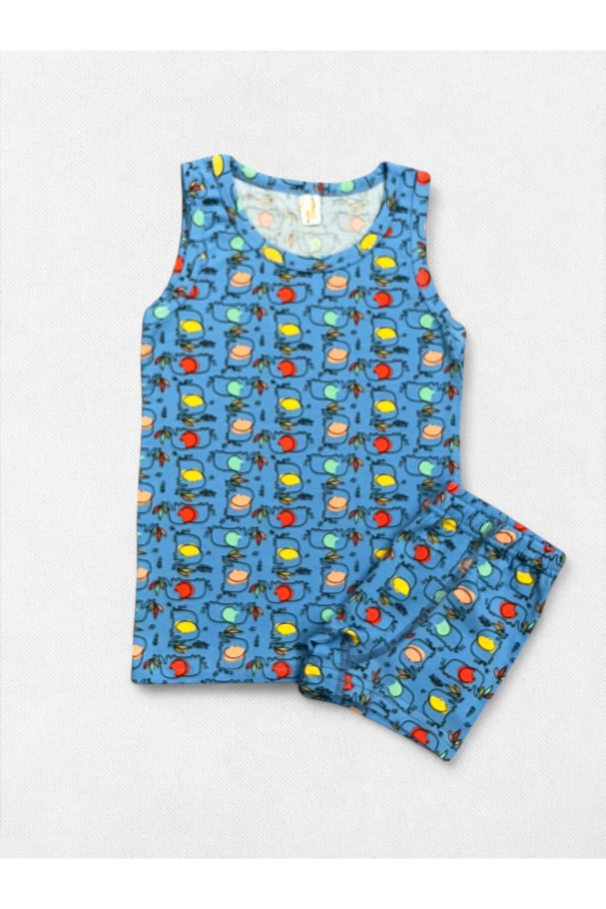 Mavi Fil Desenli Atlet Boxer Takımı