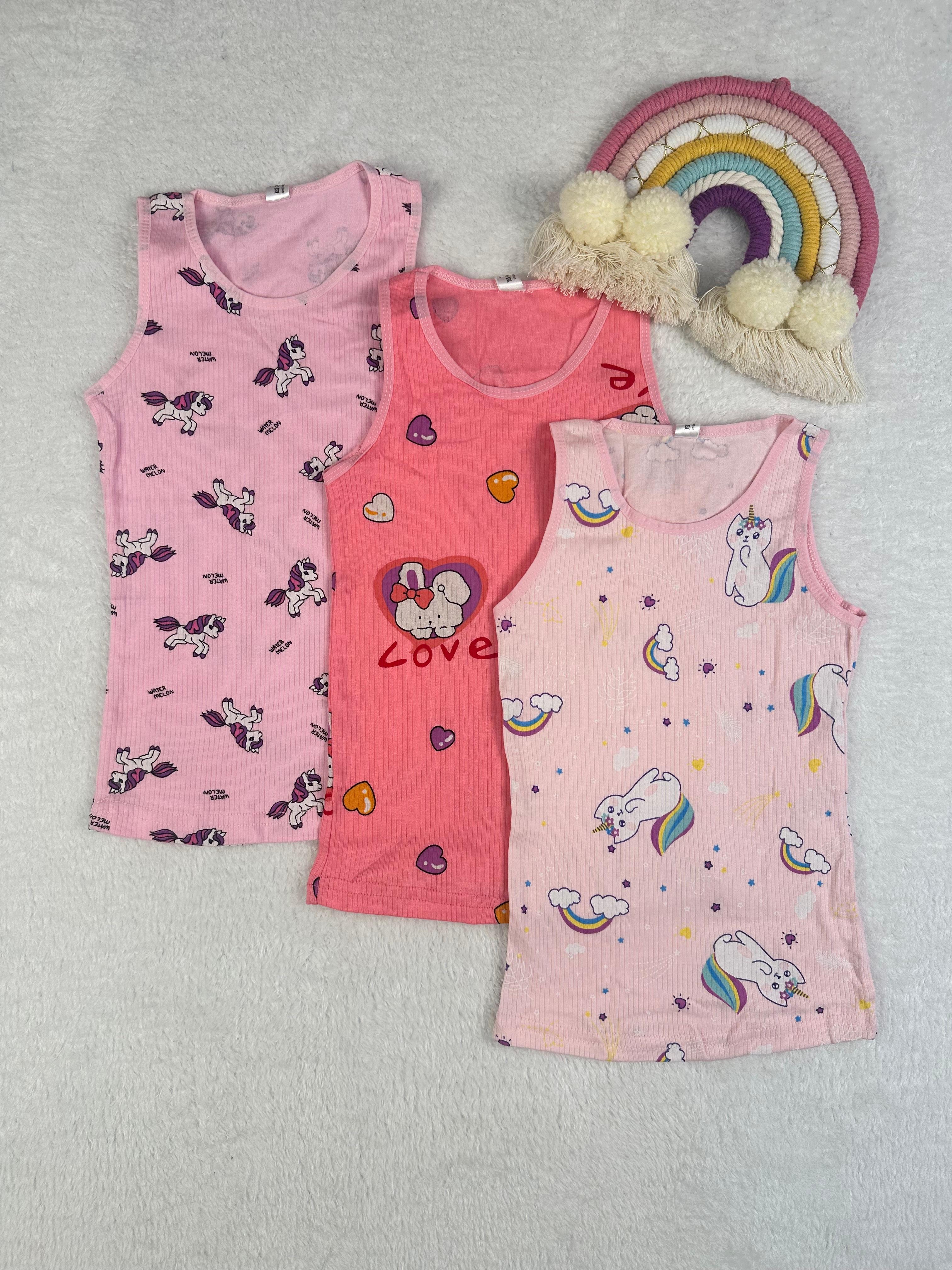 MinyKids Unicorn Desenli Fitilli 3'lü Çocuk Atlet Set