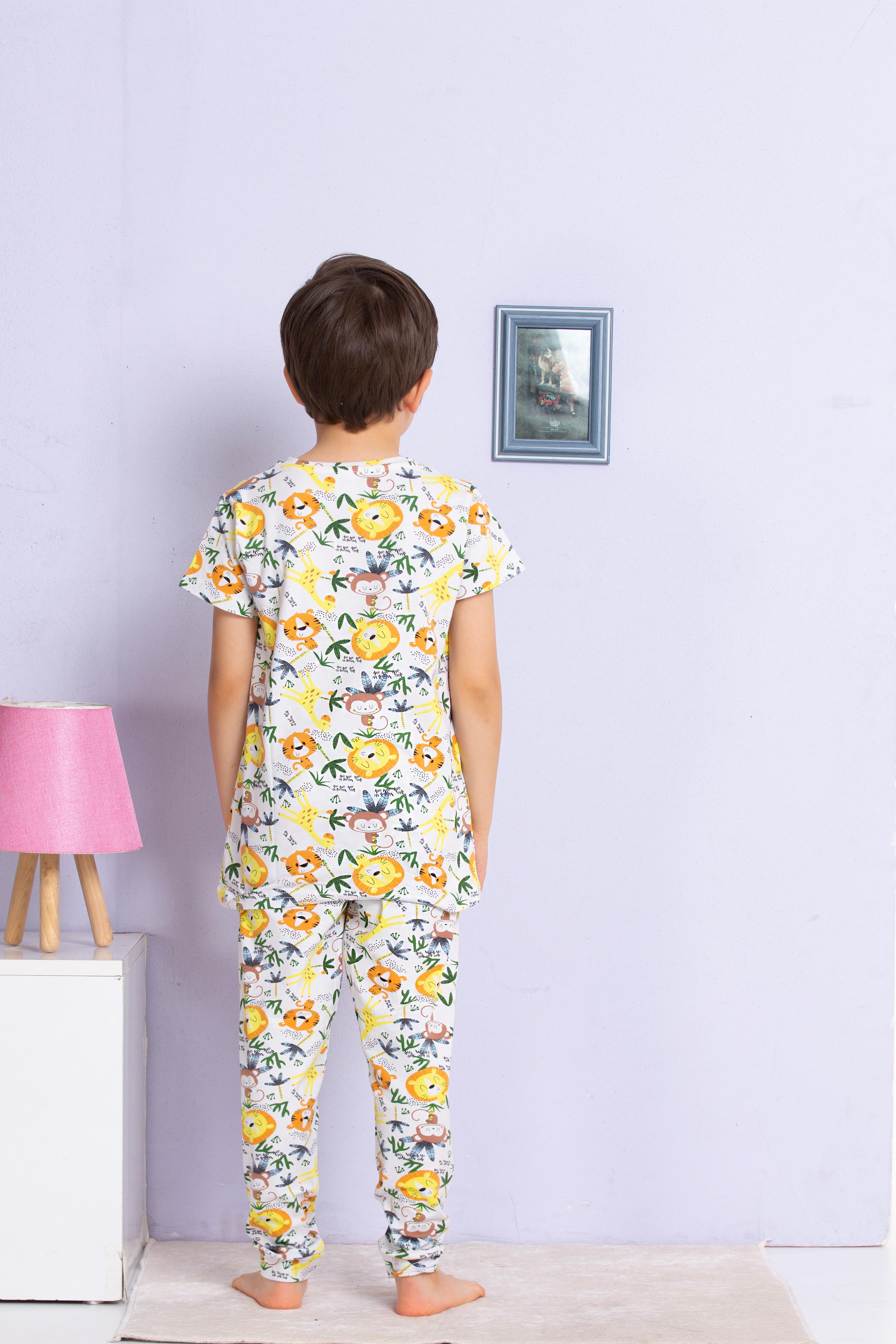 MinyKids Hayvan Desenli Renkli Pijama Takımı