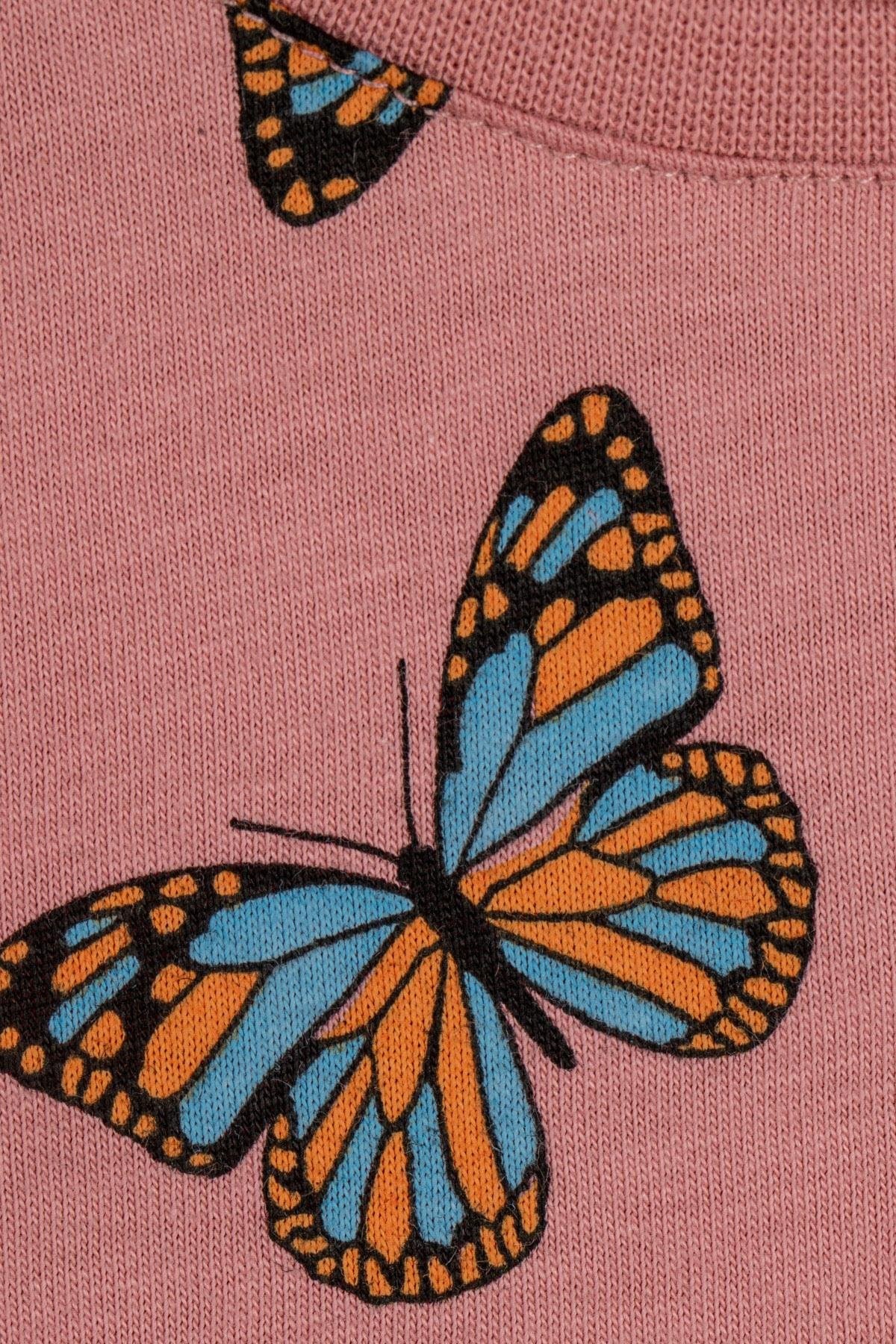 MinyKids Kelebek Desenli Pembe Çocuk Pijama Takımı