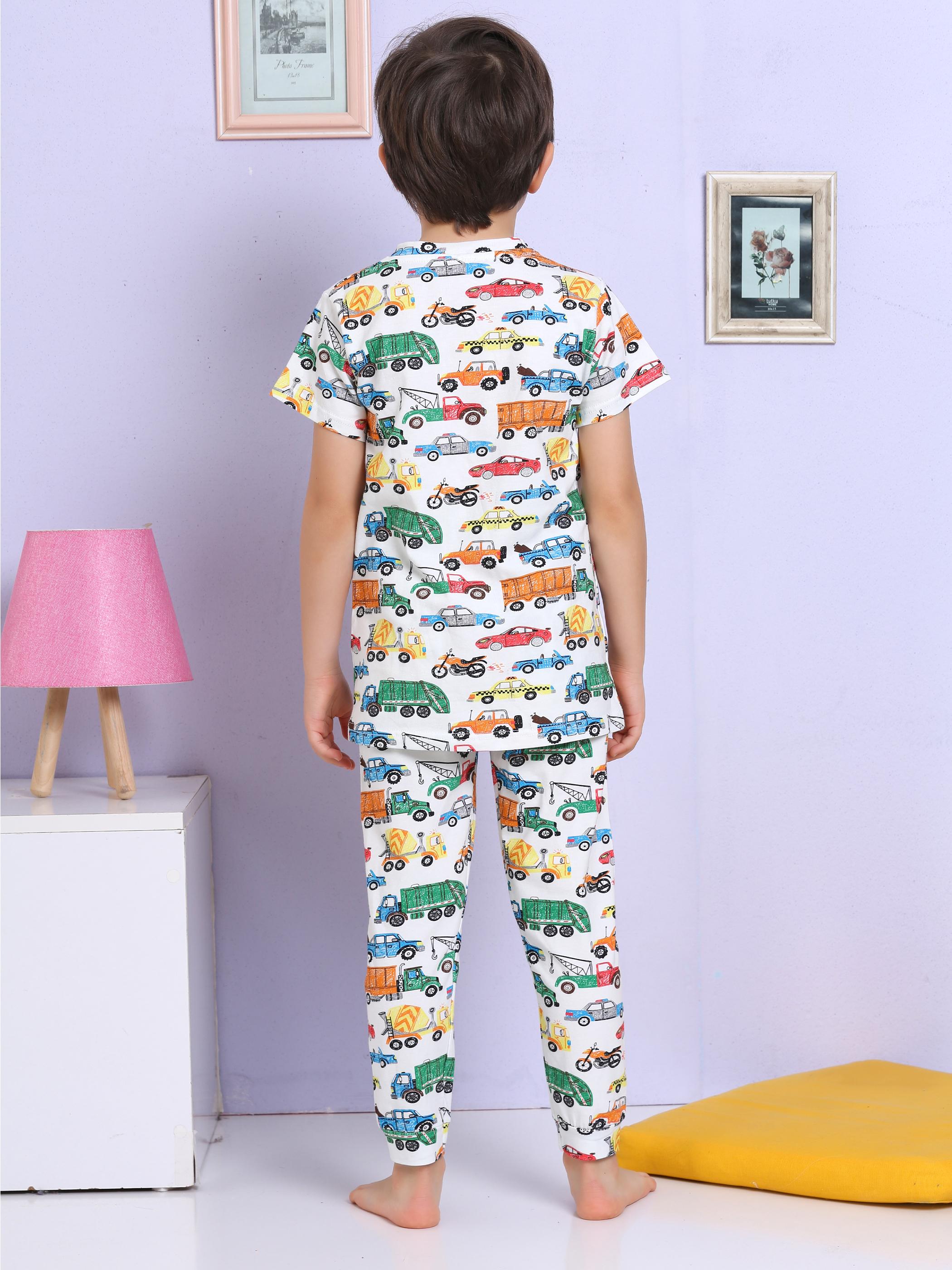 MinyKids Araba Desenli Renkli Pijama Takımı