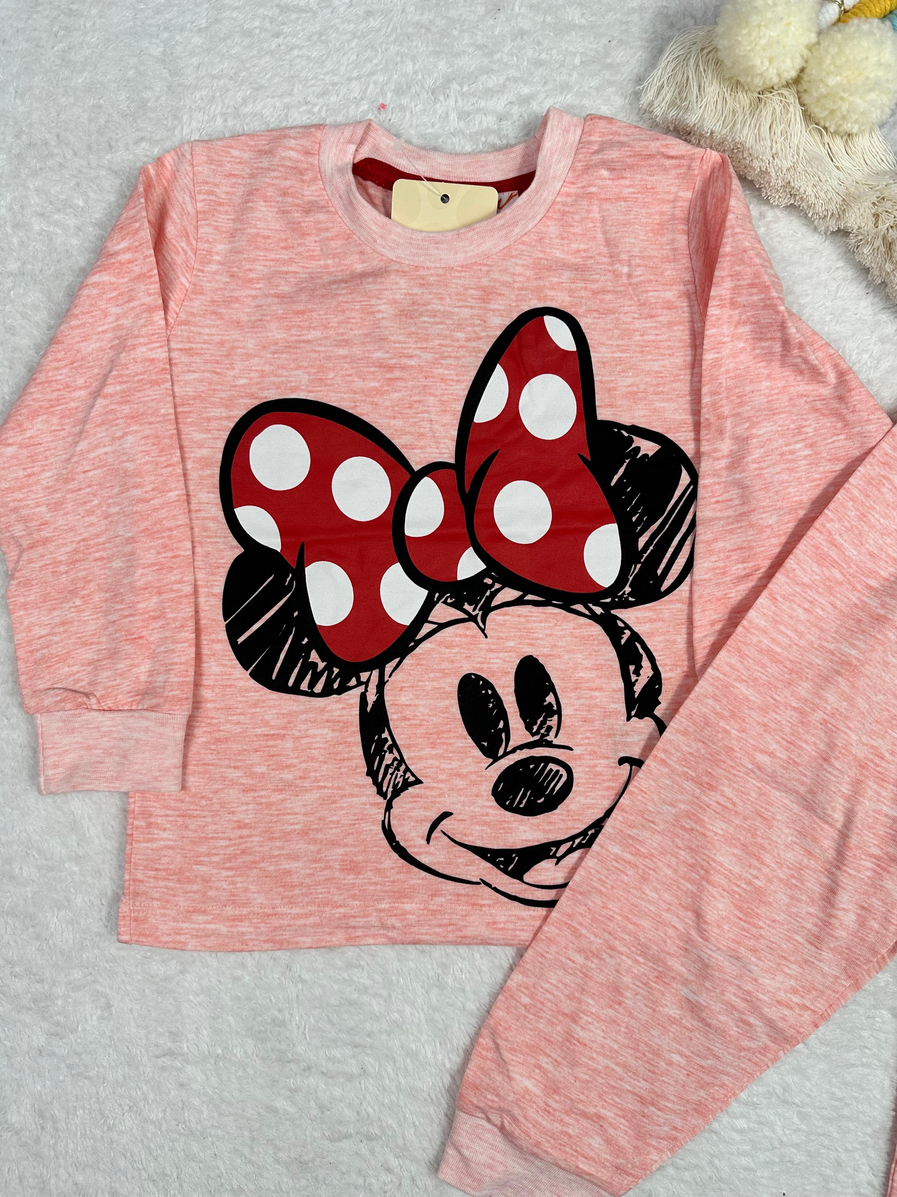 MinyKids Minnie Mouse Desen Pembe Kız Çocuk Pijama Takım