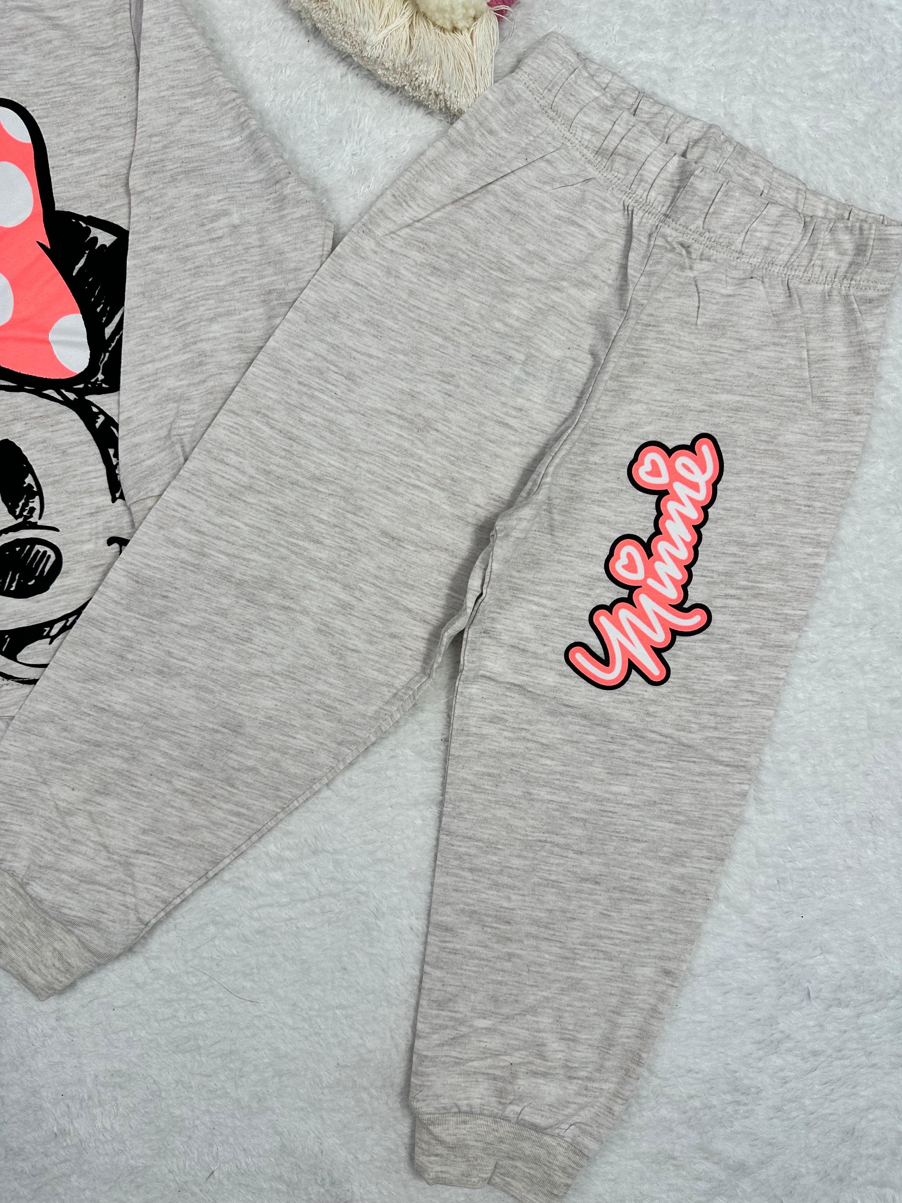 MinyKids Minnie Mouse Desen Krem Kız Çocuk Pijama Takım