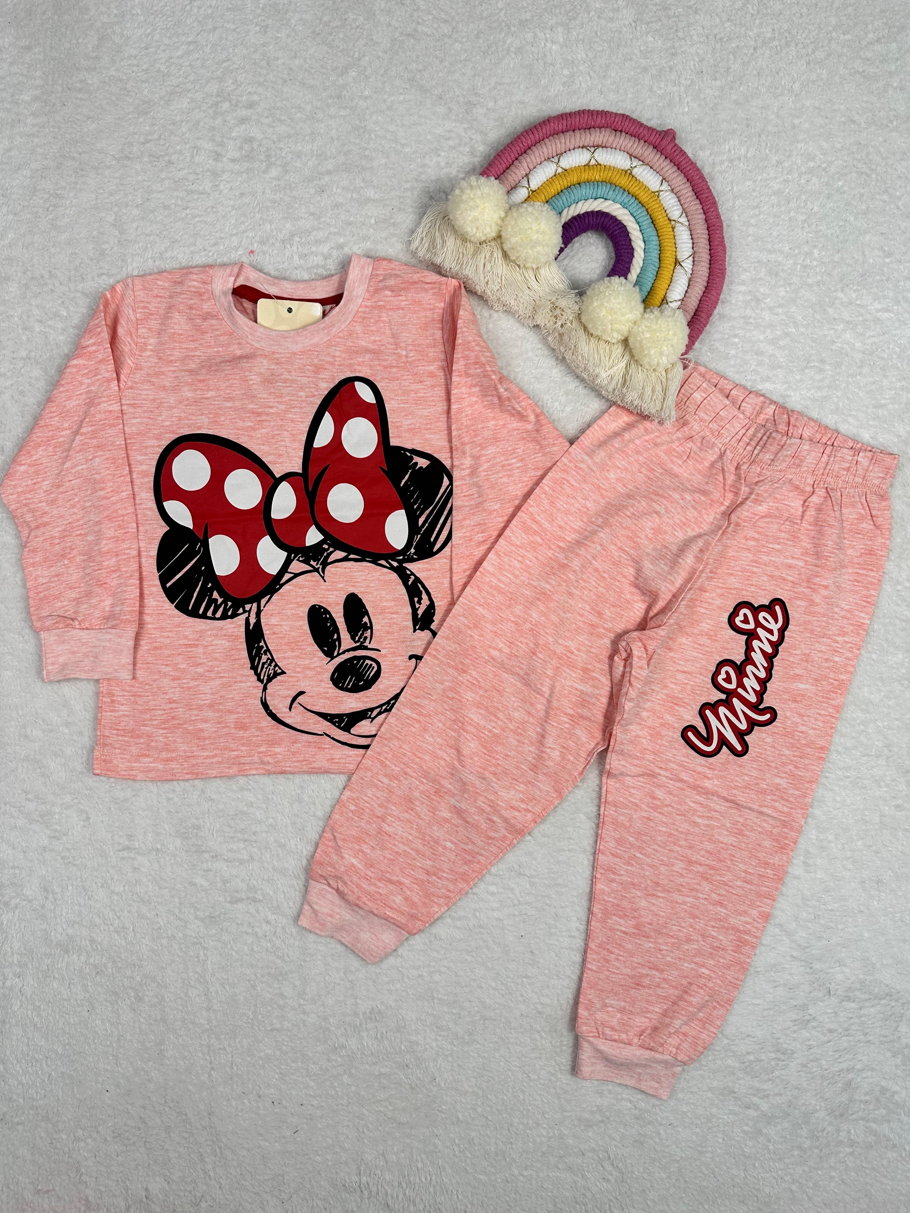 MinyKids Minnie Mouse Desen Pembe Kız Çocuk Pijama Takım