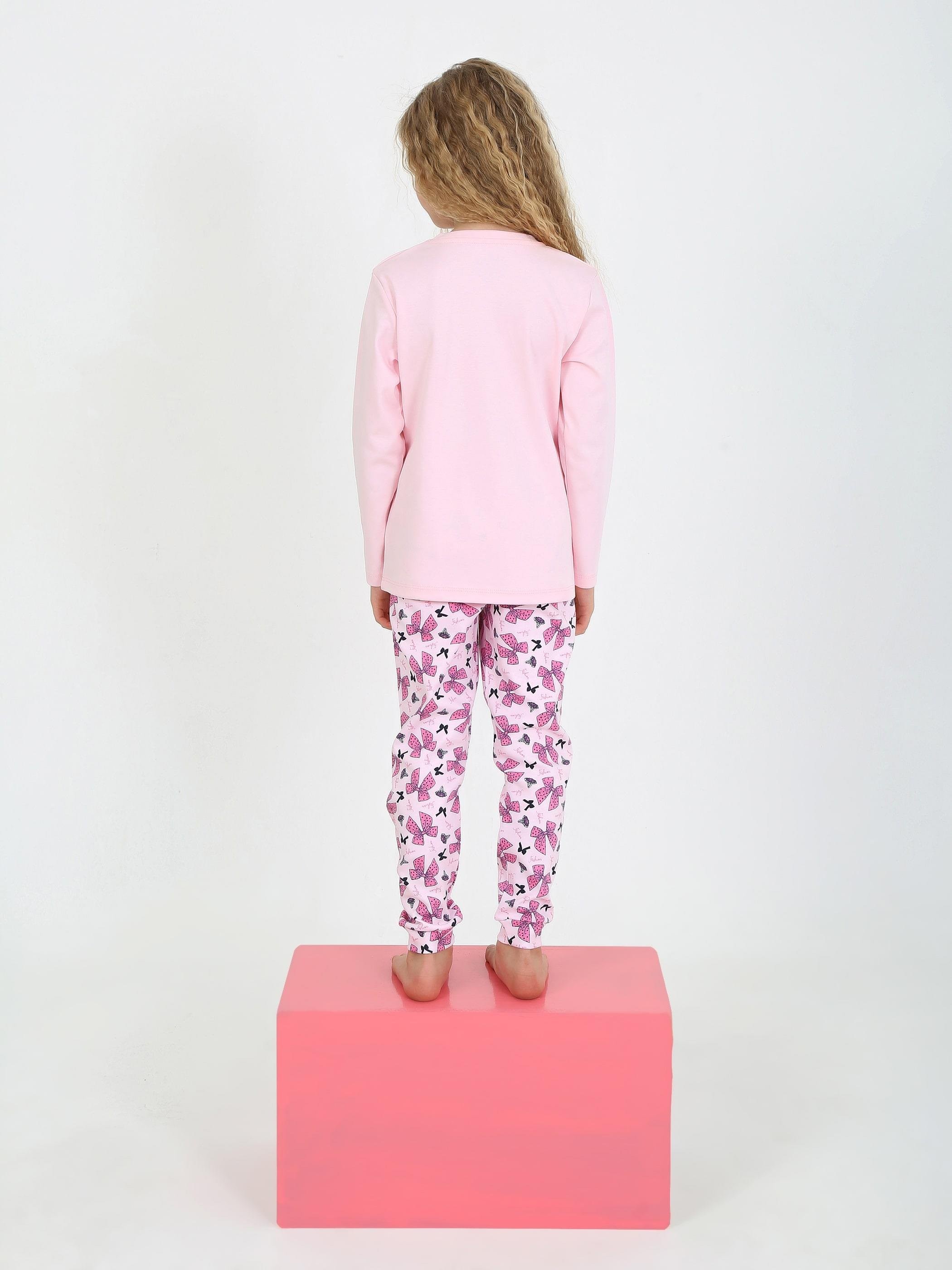 MinyKids Kurdale Desen Pembe Kız Çocuk Pijama Takım