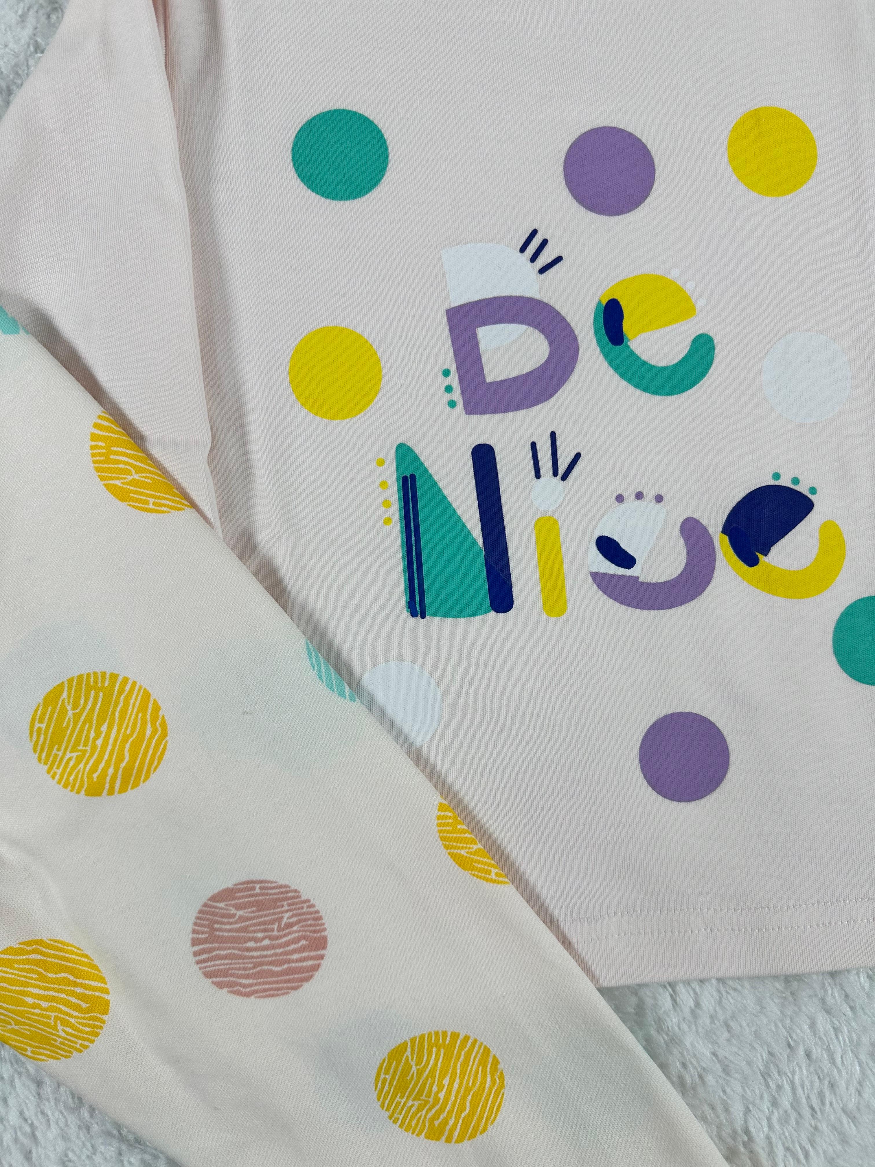 MinyKids Puantiye Desen Pudra Kız Çocuk Pijama Takım