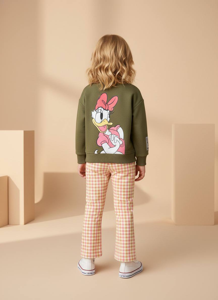 Daisy Duck Desen Yeşil %100 Pamuk Kız Çocuk Alt Üst Takım