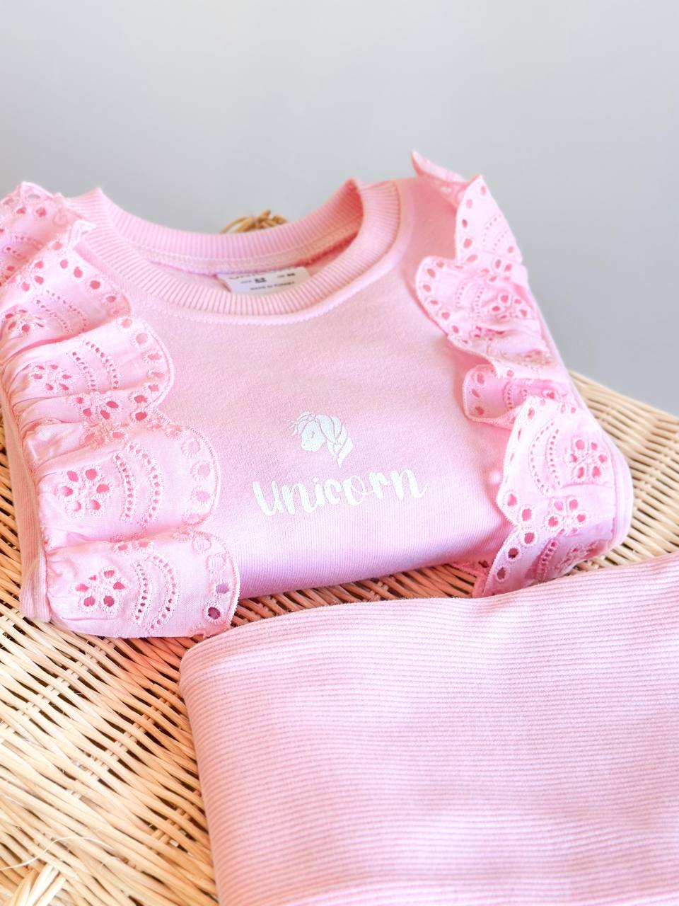 Unicorn Desen Pembe 3 İplik %100 Pamuk Kız Çocuk Alt Üst Takım