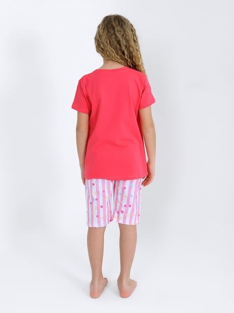 MinyKids Unicorn Desen Koyu Pembe Kapri %100 Pamuklu Kız Çocuk Pijama Takım