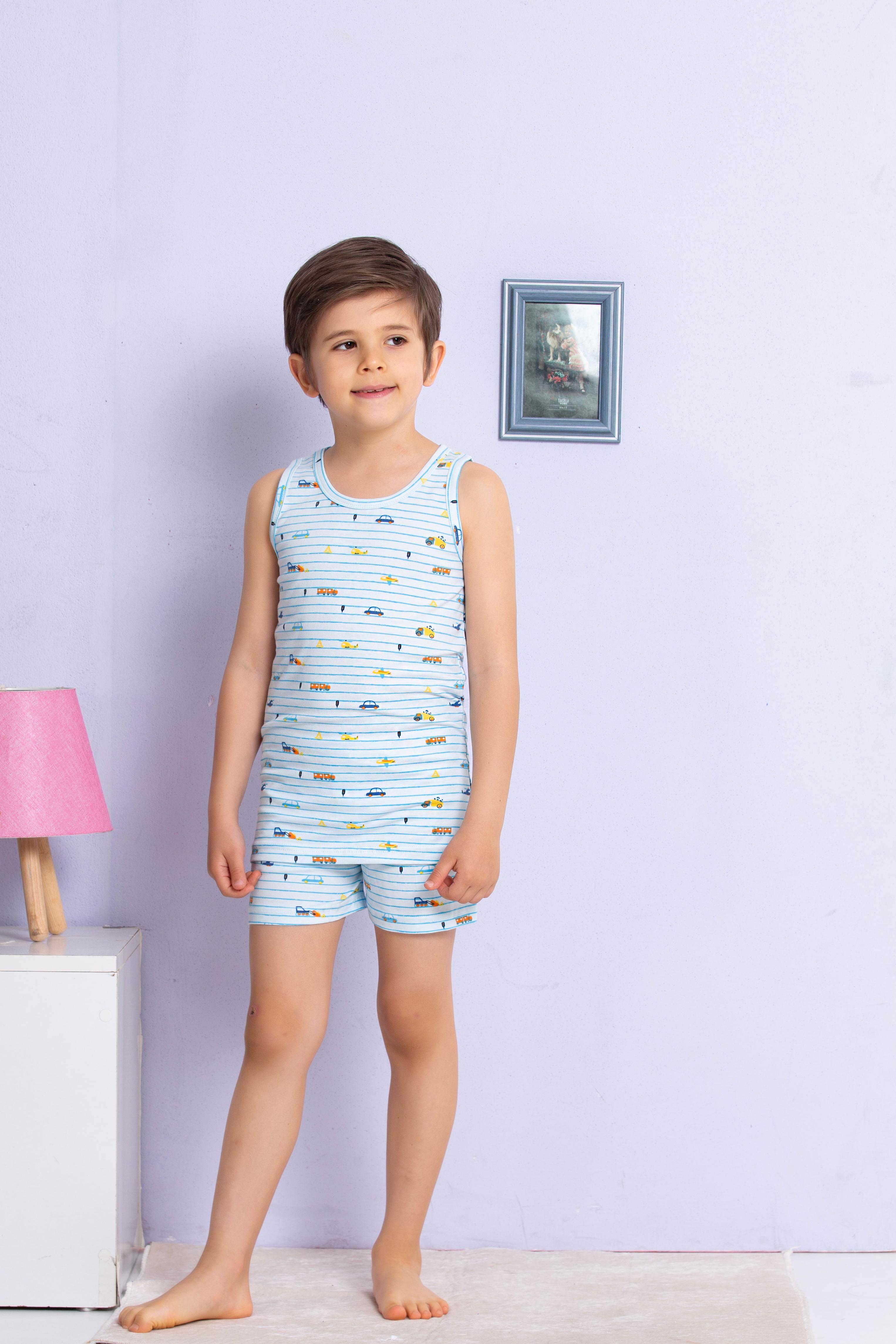 MinyKids Araba Desenli Atlet Boxer Takım