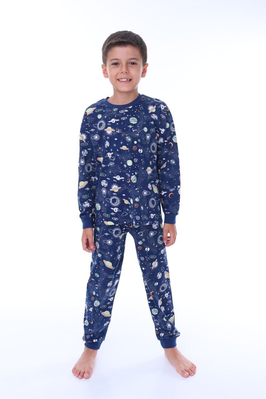 MinyKids Uzay Desen Çocuk Unisex Pijama Takımı