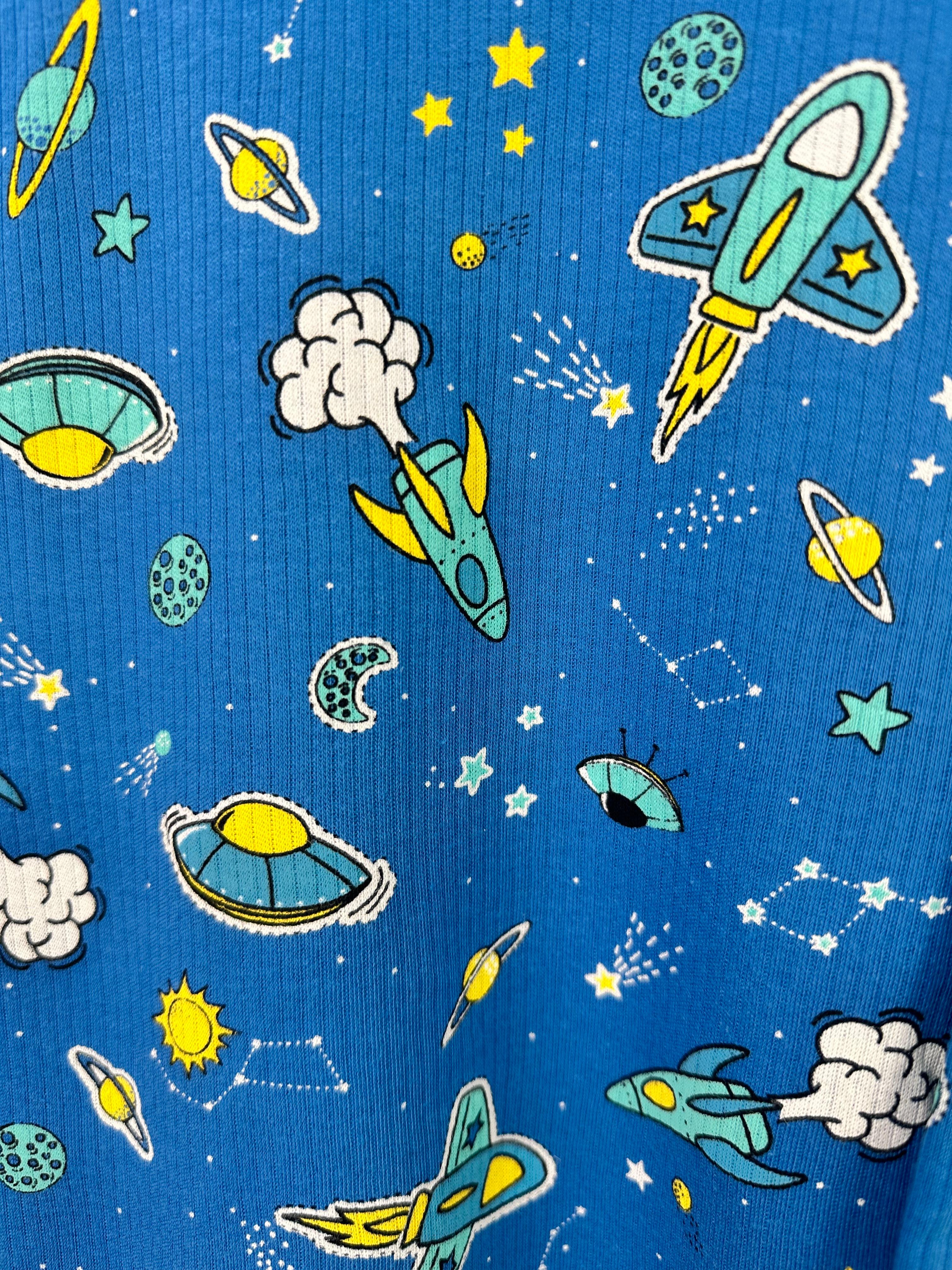 MinyKids Gezegen Desen Mavi Fitilli Erkek Çocuk Pijama Takım