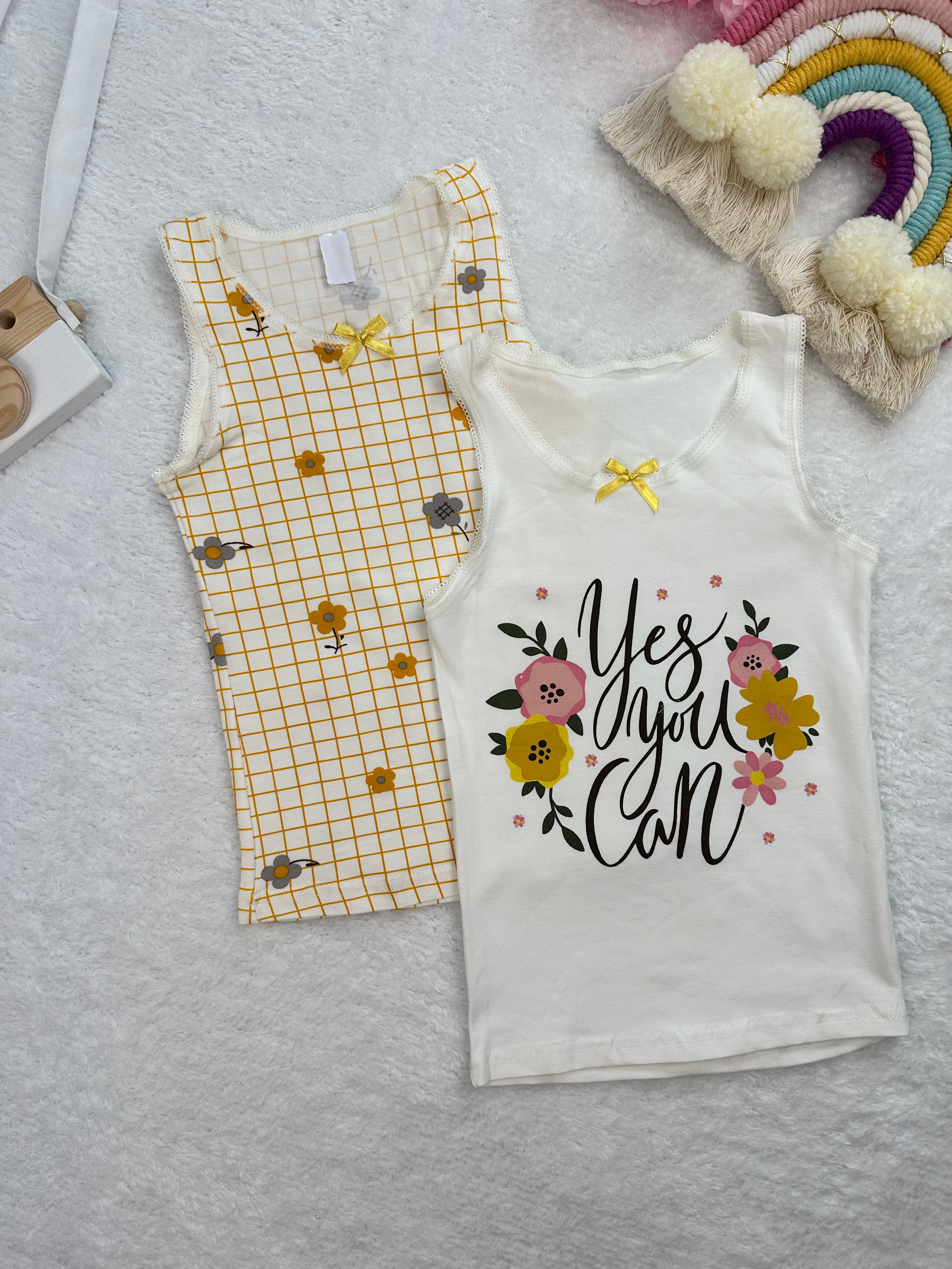 MinyKids Çiçek Desenli 2'li Atlet Set