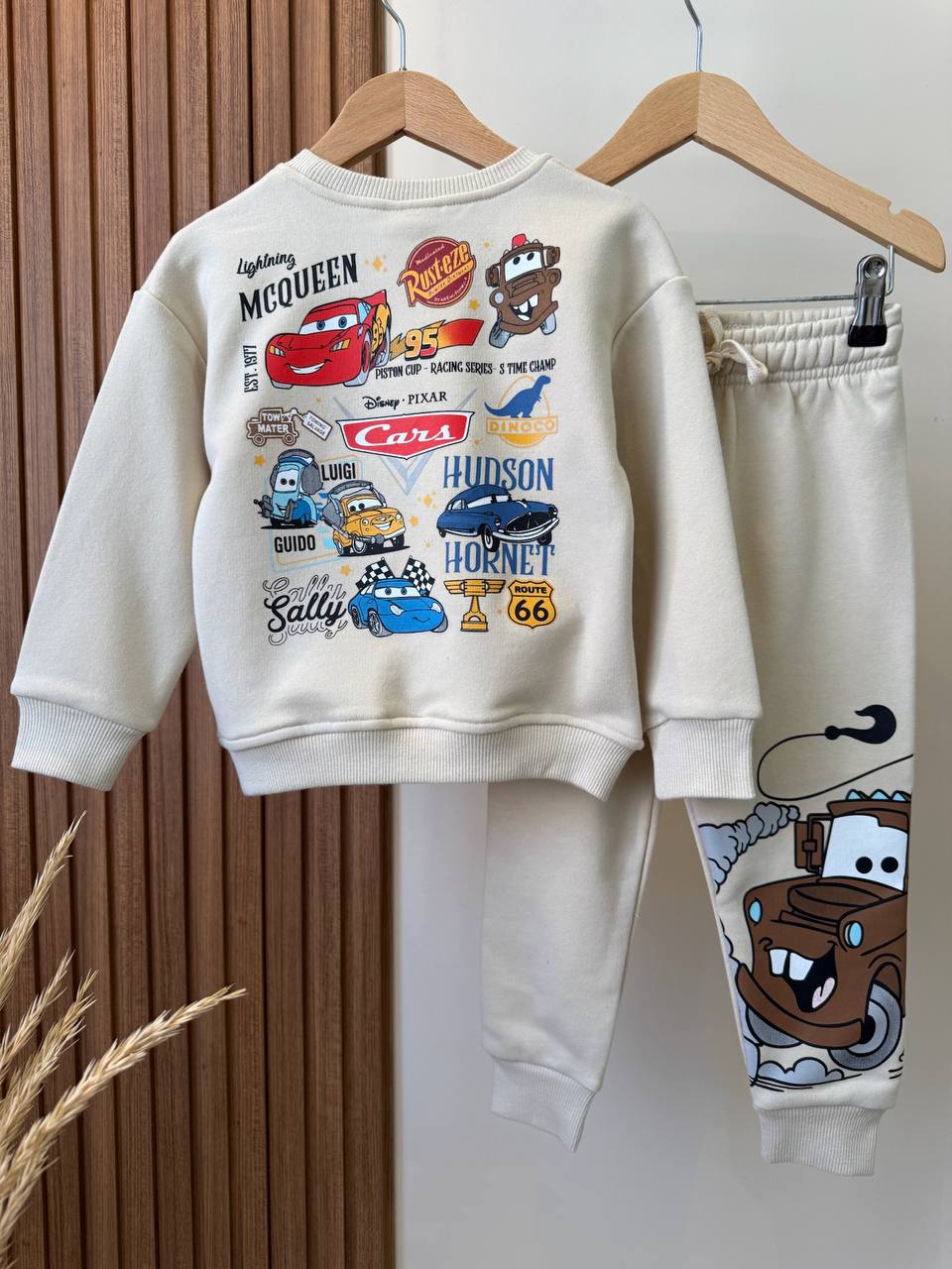 Mcqueen Desen Krem Renk %100 Pamuk Erkek Çocuk Alt Üst Takım
